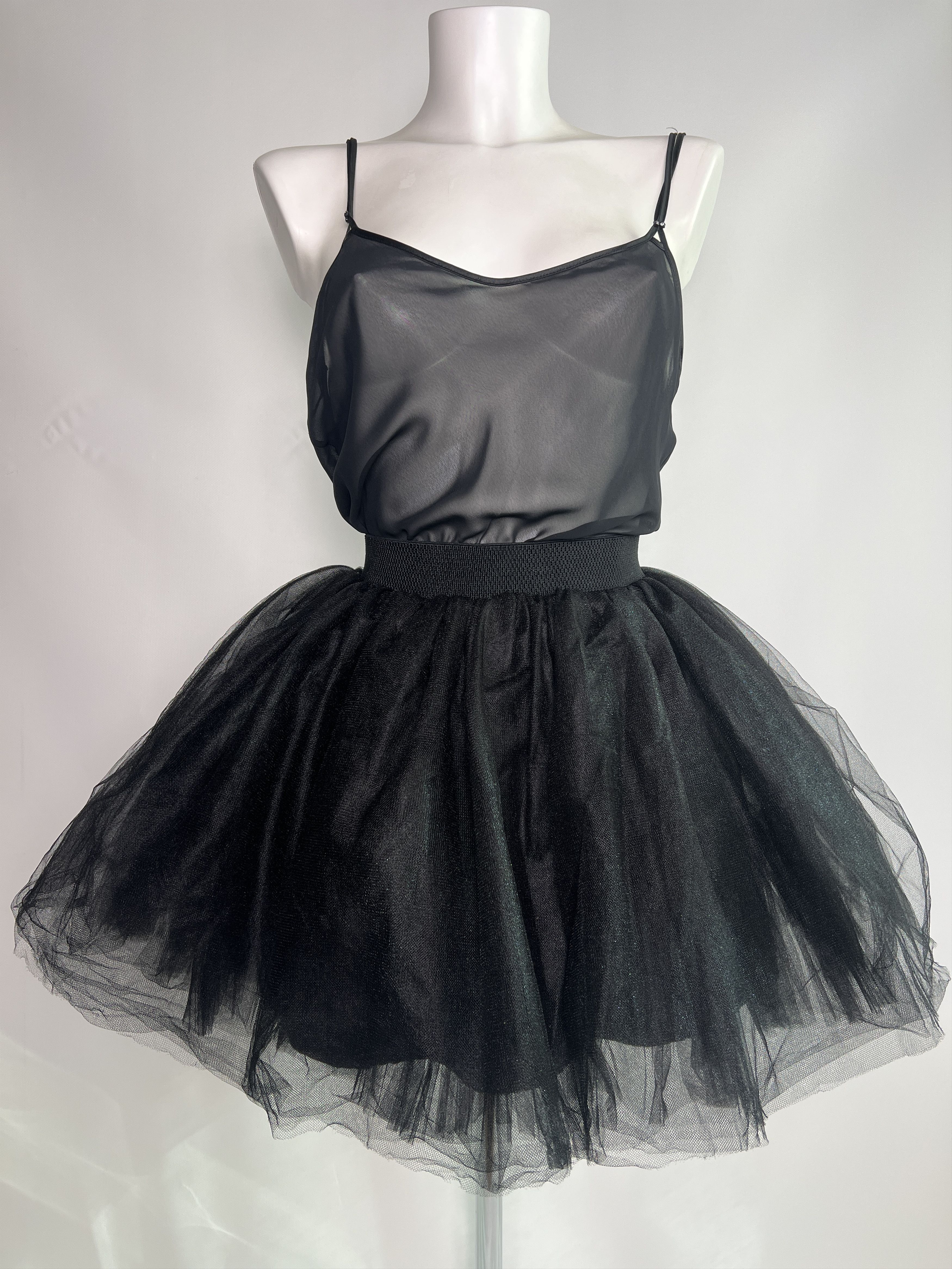 Handmade Tulle skirt, fluffy tutu, black Size 22" - 2 Thumbnail