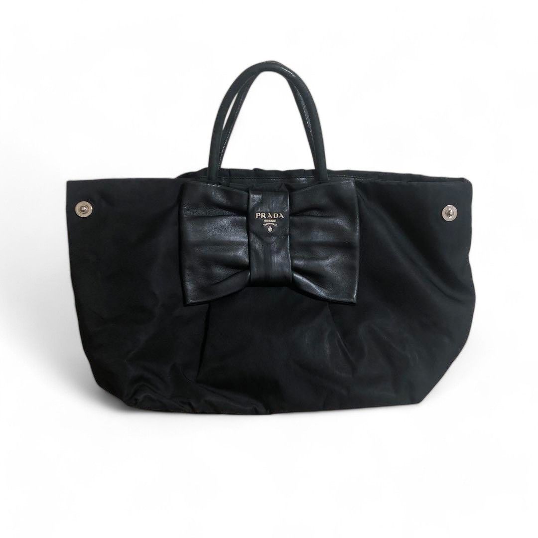 Prada Prada - Ribbon Leather Handbag Black Tote Bag Shoulder Size ONE SIZE - 7 Thumbnail
