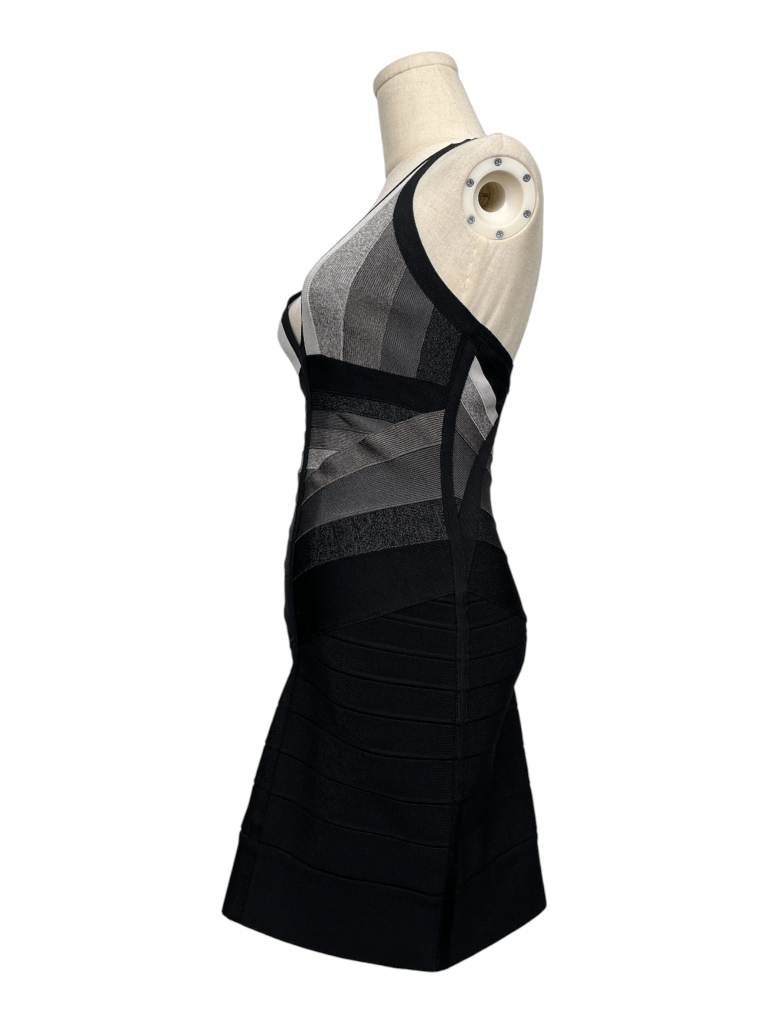 Herve Leger Herve Leger Black And Grey Mini Dress Size XS / US 0-2 / IT 36-38 - 3 Thumbnail