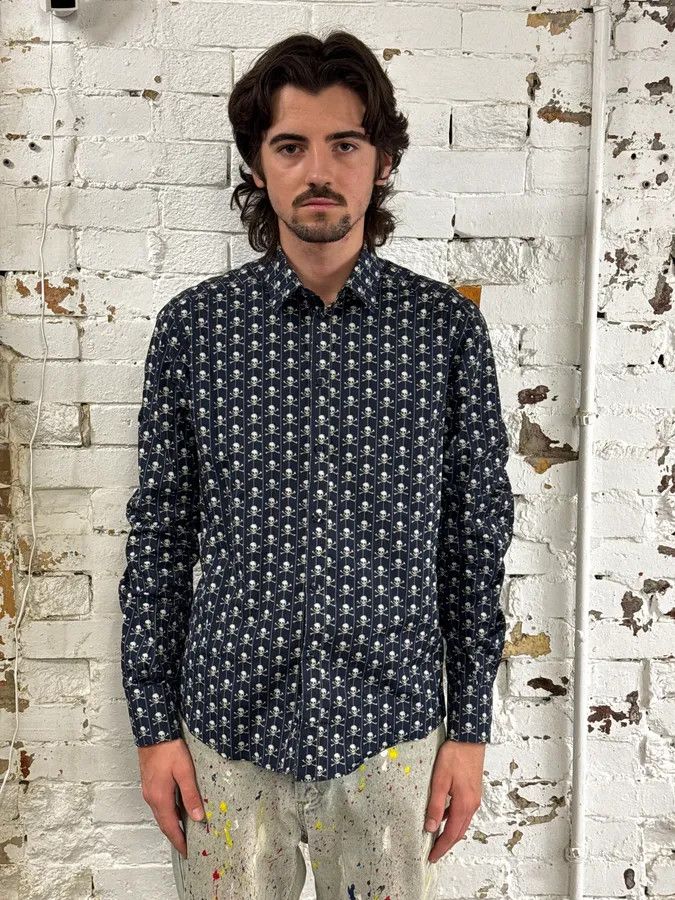 Dolce & Gabbana 2010s Dolce & Gabbana Navy Pirate Skull Classy Shirt Size US S / EU 44-46 / 1 - 2 Thumbnail