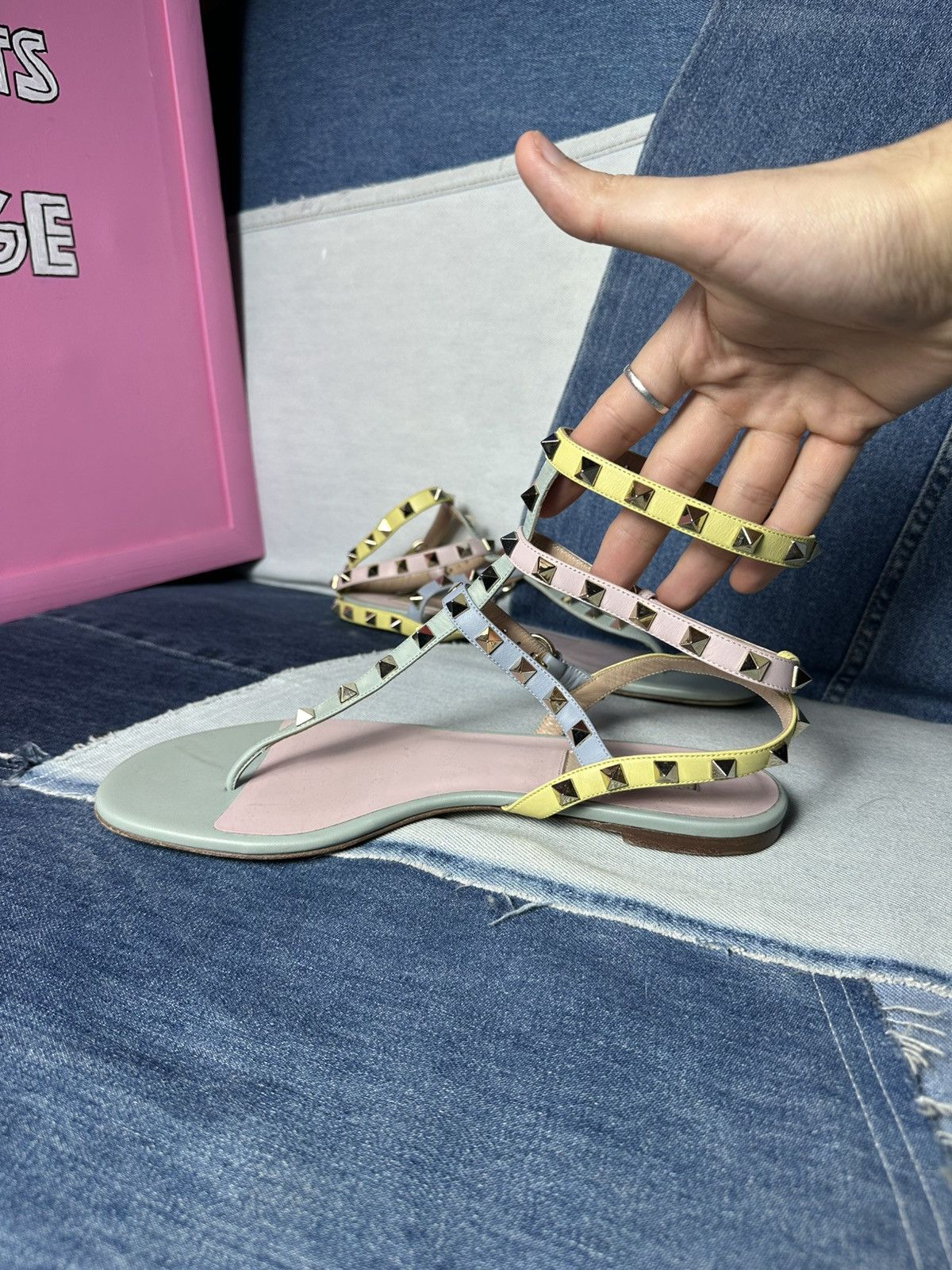 Valentino Valentino Rockstud Leather Ankle Strap Sandals Flat Size US 9.5 / IT 39.5 - 12 Thumbnail