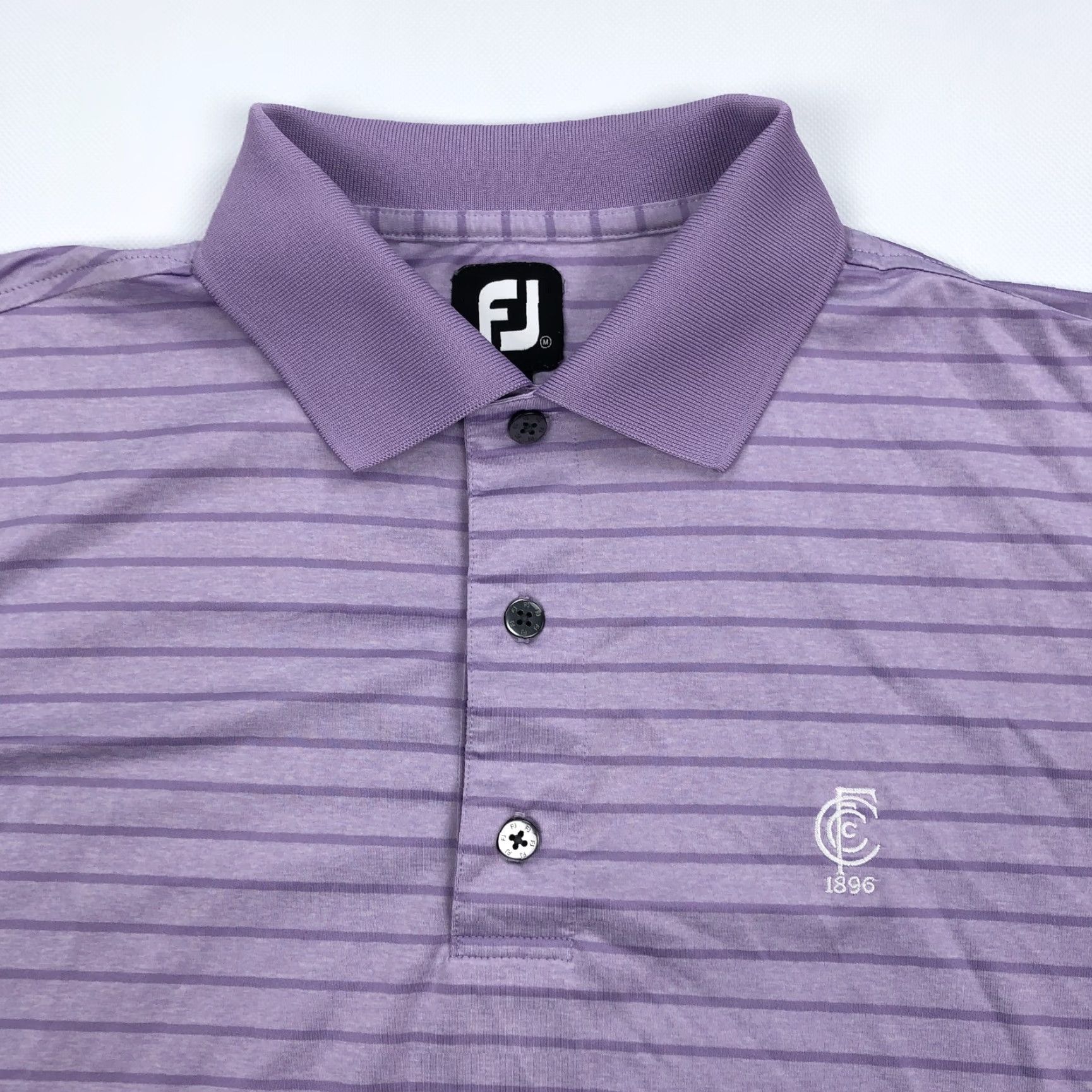 Footjoy FootJoy Men's M Polo Shirt Purple Striped Golf Performance FJ Cape Fear CFCC Shirt (Short Sleeve) Golf, Activewear, Casual Mens Size US M / EU 48-50 / 2 - 3 Thumbnail