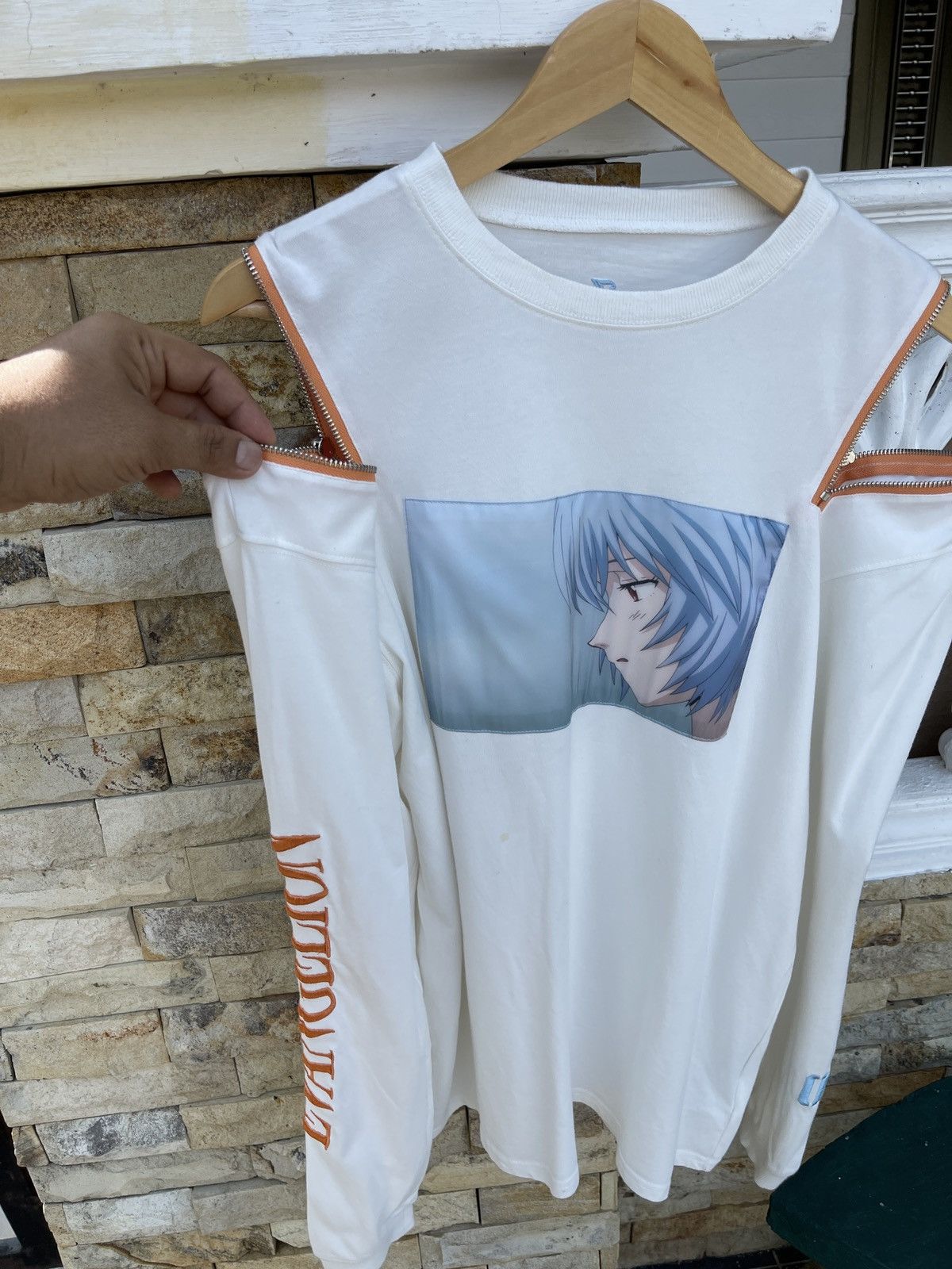 Anime Last Drop🔥Rare🔥Vintage Evangelion Zipper Long Sleeve T-Shirt Size US L / EU 52-54 / 3 - 8 Thumbnail