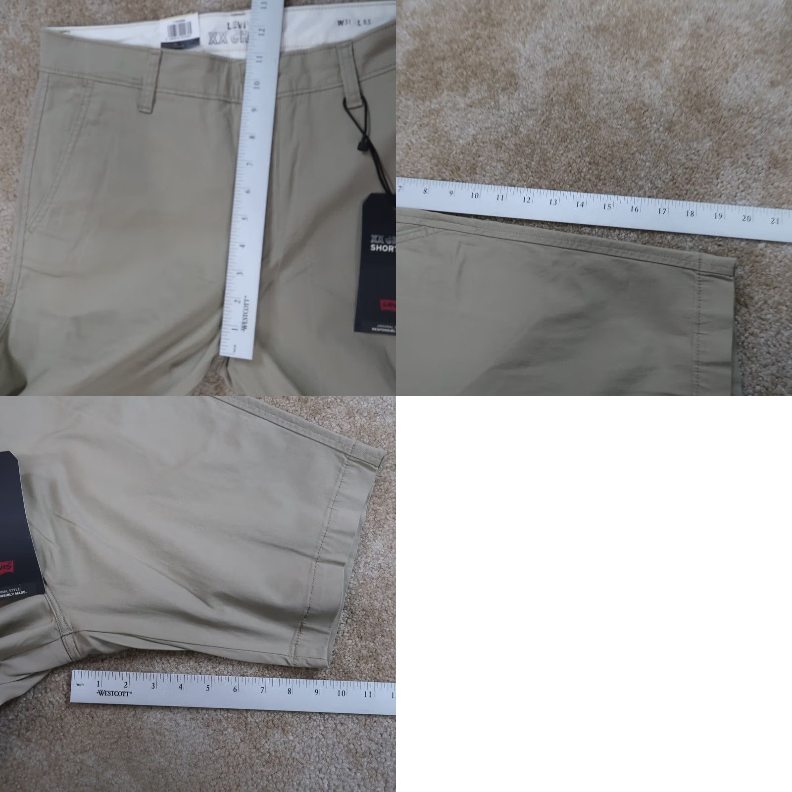 Levi's VINTAGE Levi's XX Chino Shorts Men 31 Beige 9" Inseam Flat Front New Size US 31 - 9 Thumbnail