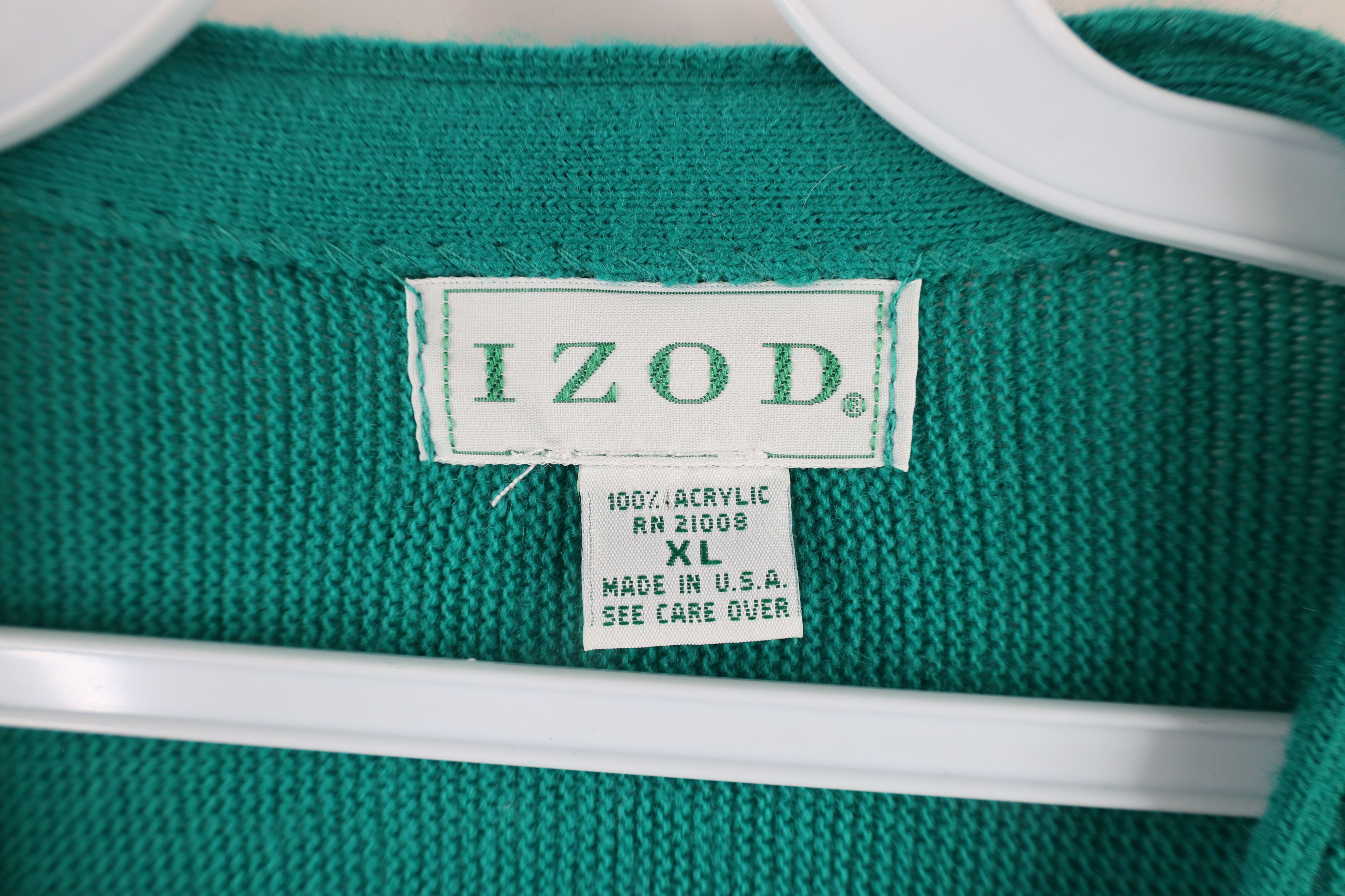 Izod × Vintage Vintage 90s Izod Out Knit Button Cardigan Sweater Teal USA Size US XL / EU 56 / 4 - 5 Thumbnail