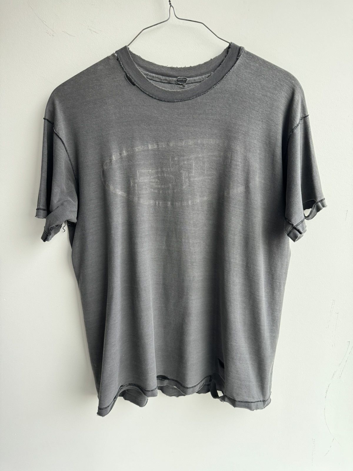 VINTAGE INSIDE OUT T SHIRT FADED THRASHED DISTRESSED CROPPED