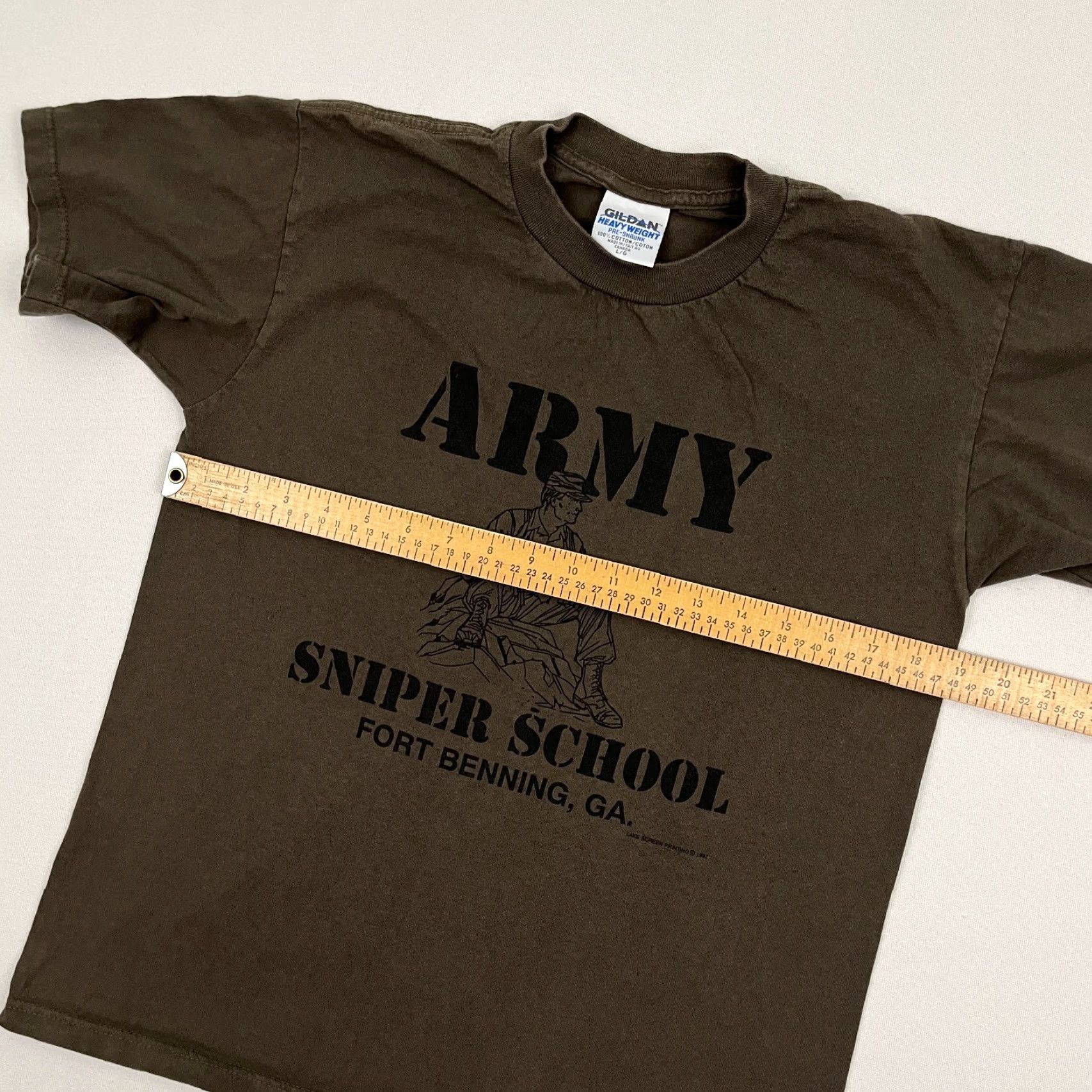 Gildan VTG 90s Army Sniper School Shirt Adult Men S Green Brown Graphic Fort Benning GA Shirt Men S Green Brown Graphic Fort Benning GA Size US S / EU 44-46 / 1 - 5 Thumbnail