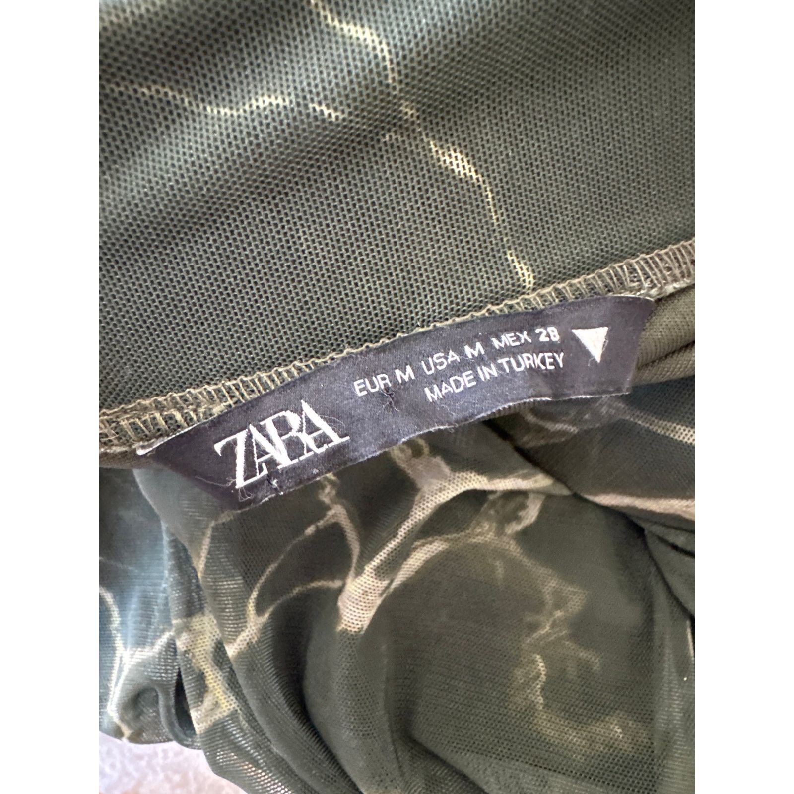 Zara ZARA Chiffon Printed Draped Tulle Ruched Skirt Green Size 28" / US 6 / IT 42 - 8 Thumbnail