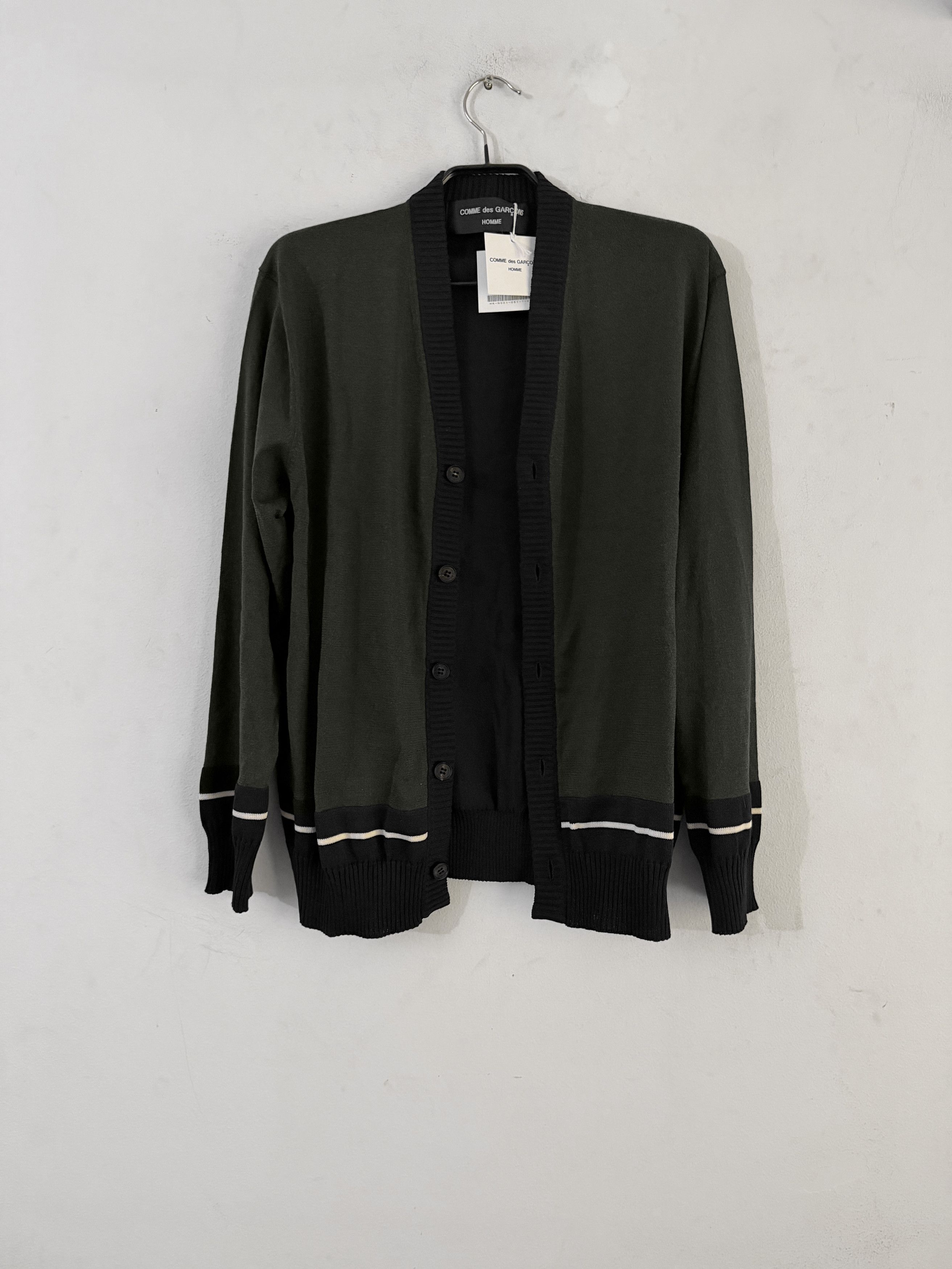 Comme des Garcons Homme Tri-Tone Paneled Knit Wool Cardigan Size US L / EU 52-54 / 3 - 1 Thumbnail