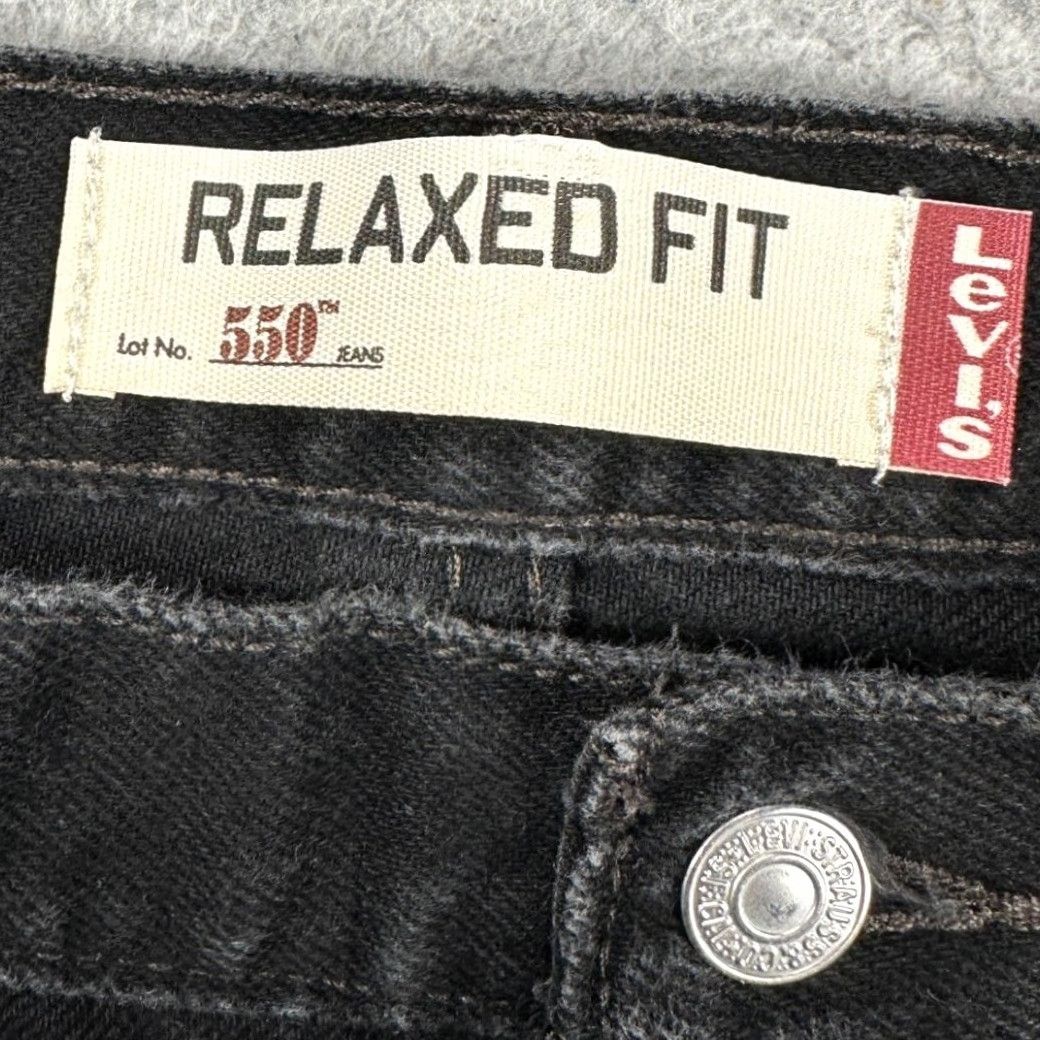 Levi's VINTAGE Levis 550 Relaxed Straight Jeans Mens 40X32 Black Red Tab 5 Pocket Denim Pants Size US 40 / EU 56 - 4 Thumbnail