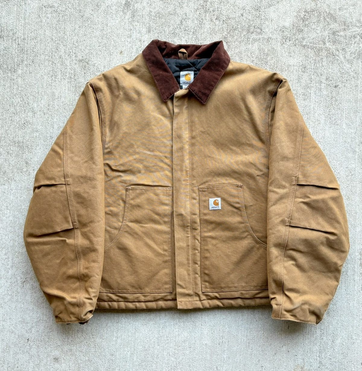 image of Vintage Carhartt J002 Traditional Arctic Duck Quilted Jacket in Tan, Men's (Size 2XL)