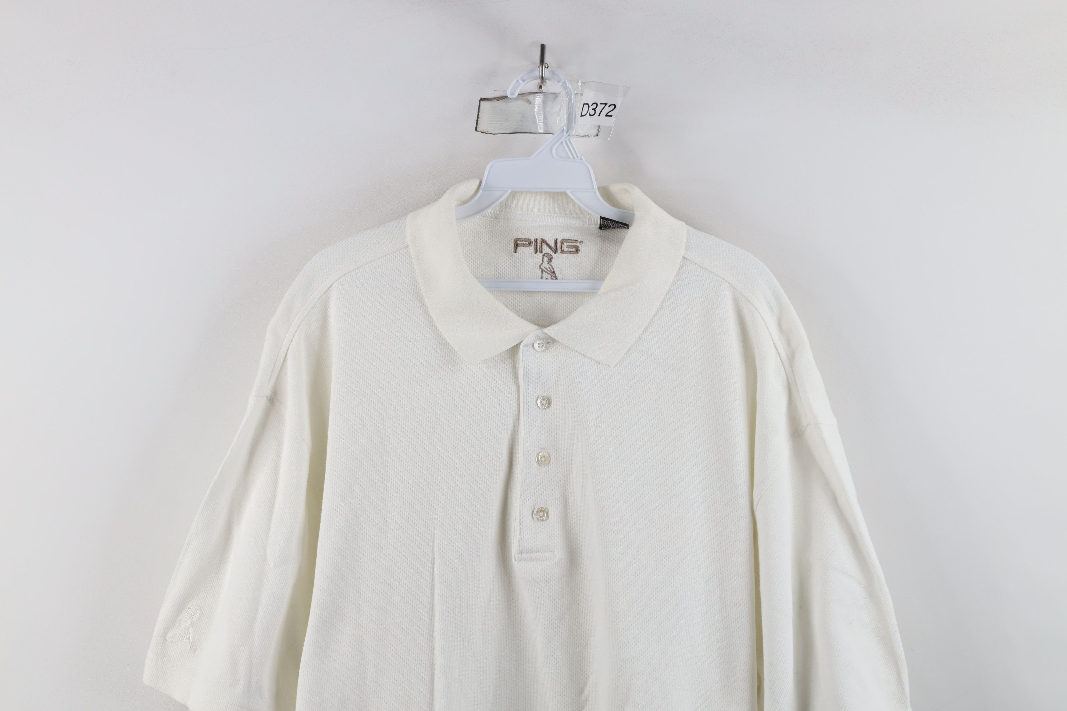 PING × Vintage Vintage 90s Ping Golf Thermal Knit Collared Polo Shirt White Size US L / EU 52-54 / 3 - 2 Thumbnail
