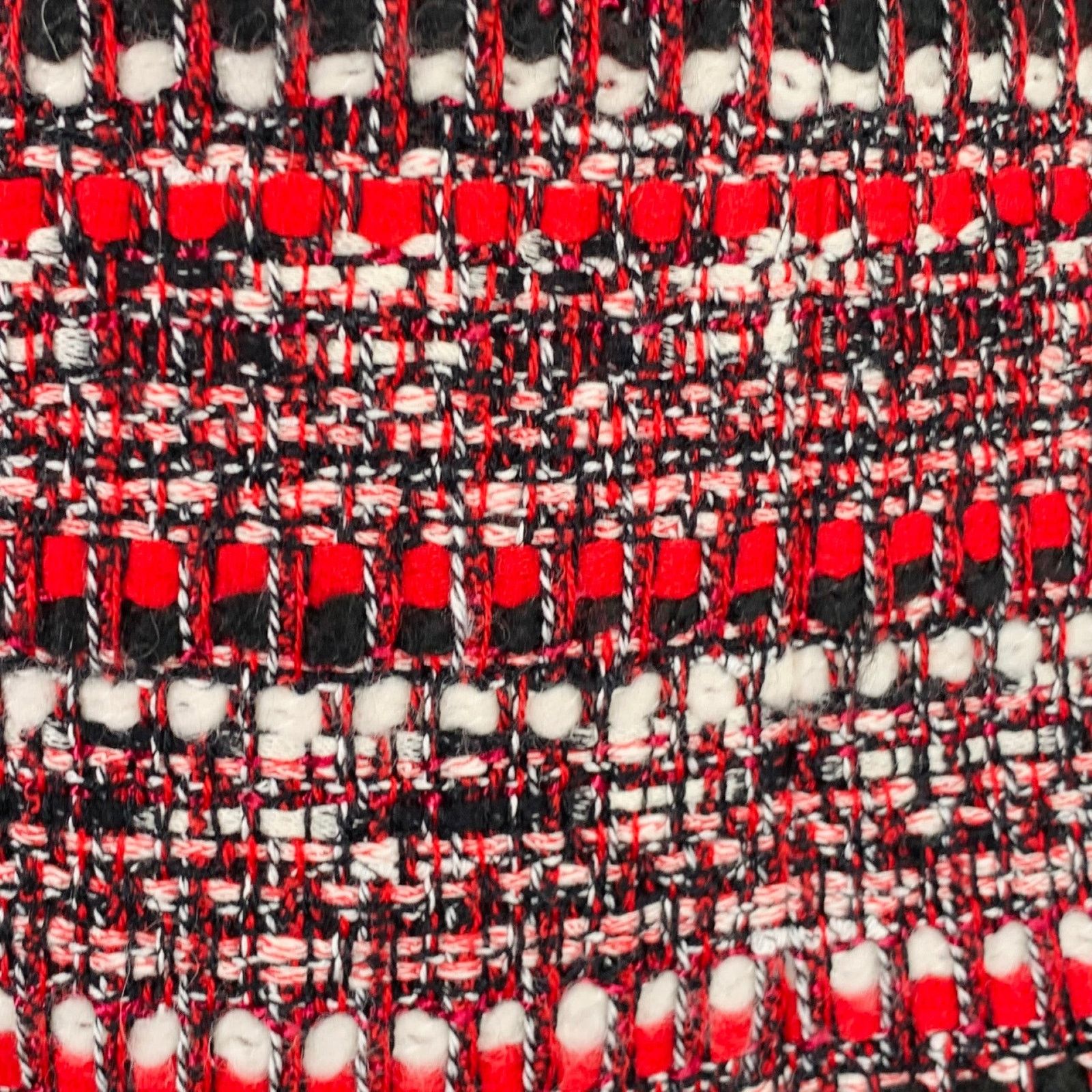 Other Black Red White Wool Blend Boucle Single Breasted Coat Size L / US 10 / IT 46 - 2 Thumbnail