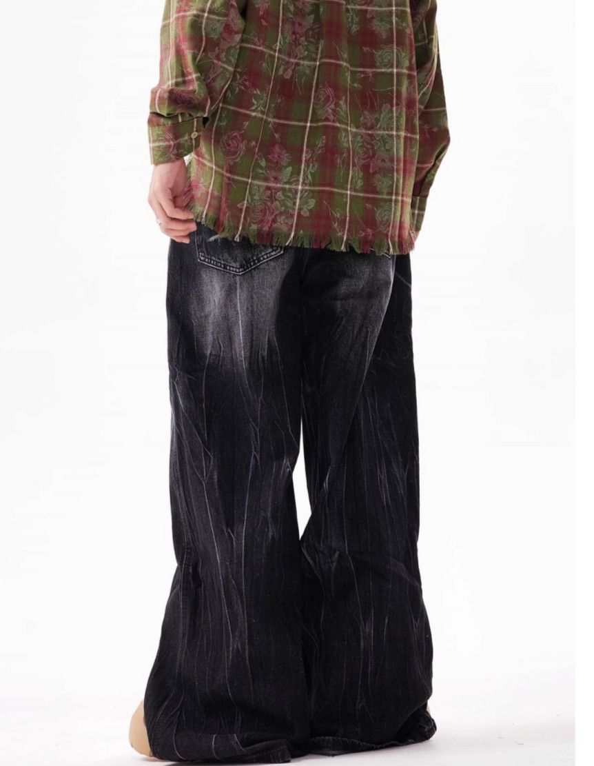 Jean × Vintage Lightning Pattern Loose Wide Leg Jeans Size US 31 - 4 Thumbnail