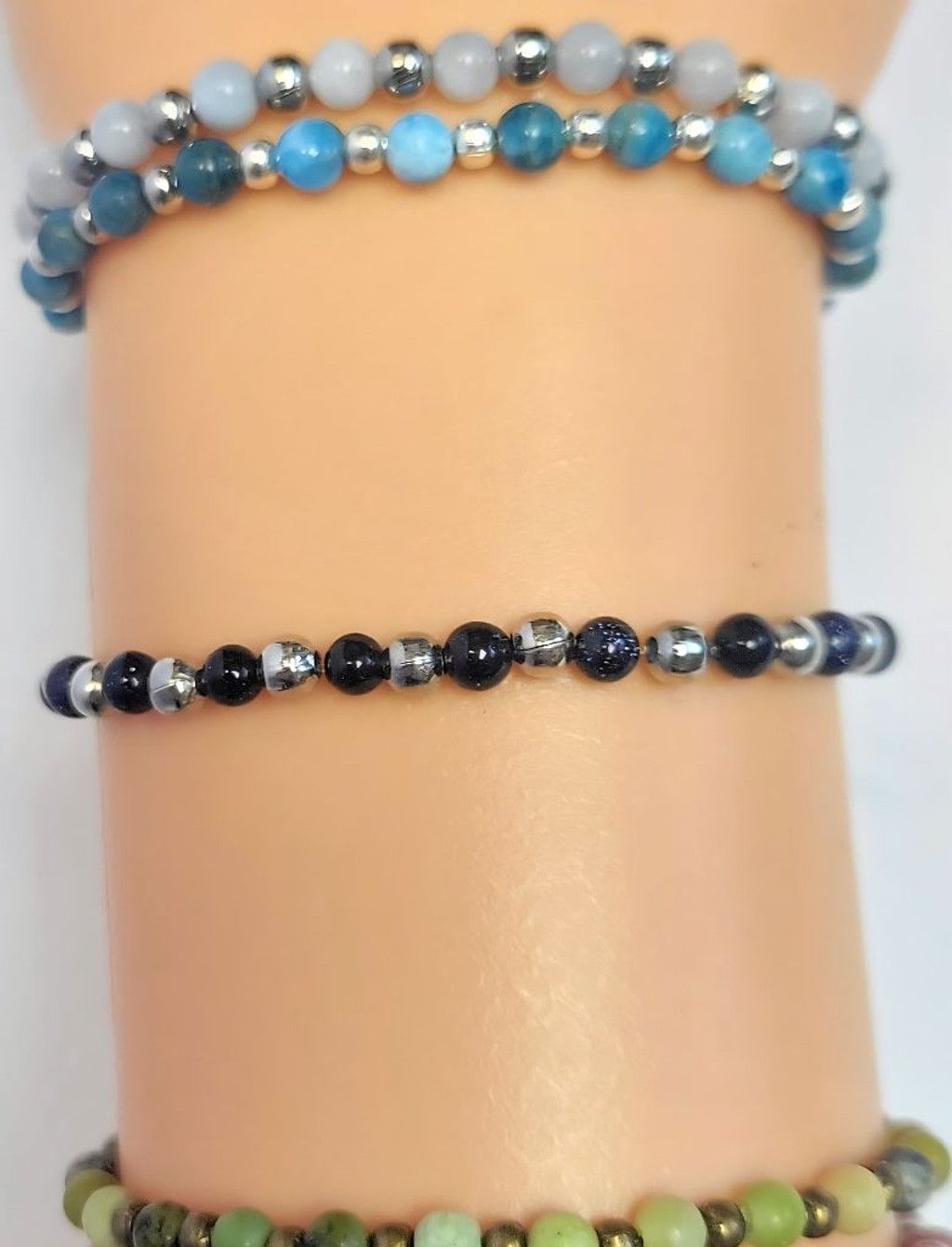 Handmade Natural Gemstone 4mm Dainty Beaded Bracelets Size ONE SIZE - 11 Thumbnail