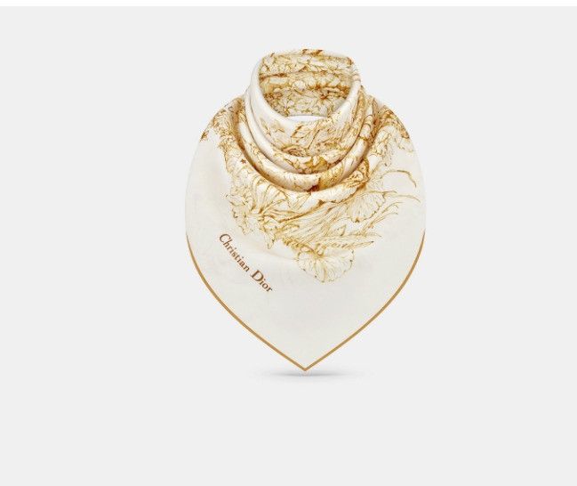 Dior o1w1db10425 34GLO7 Size: OS / Square Scarf in Gold & White Size ONE SIZE - 3 Thumbnail