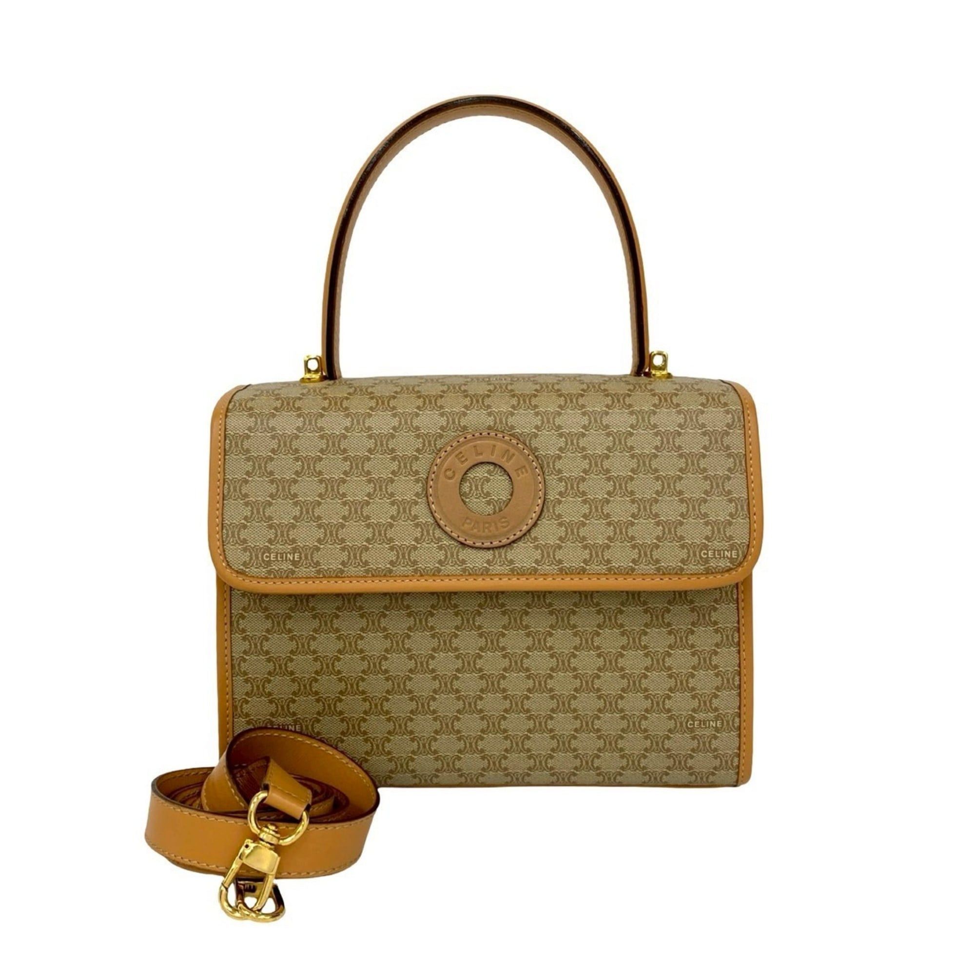 Celine CELINE Macadam Circle Logo Leather 2-way Handbag Shoulder Bag Beige 06863 Size ONE SIZE - 1 Thumbnail