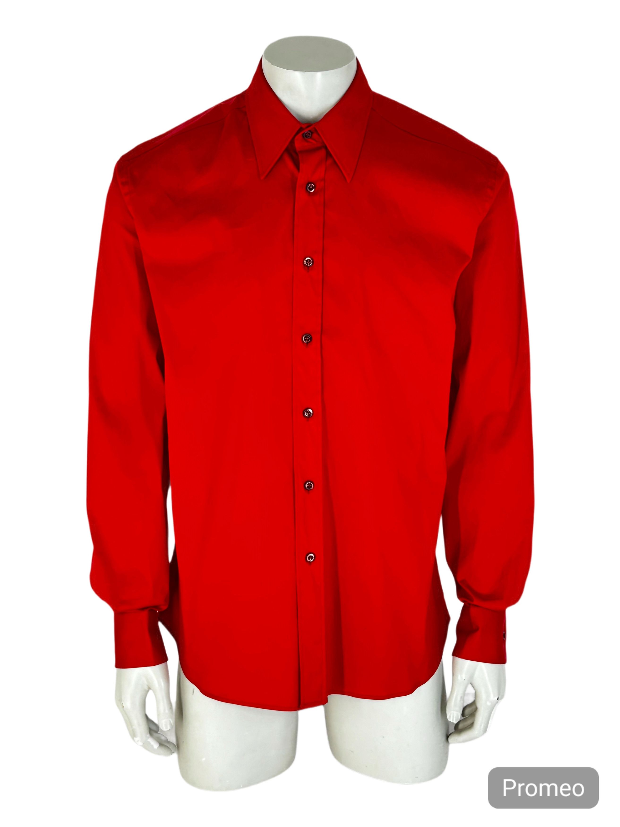 Prada PRADA RED POPELINE COTTON STRETCH DRESS SHIRT size 41 Size US L / EU 52-54 / 3 - 1 Thumbnail