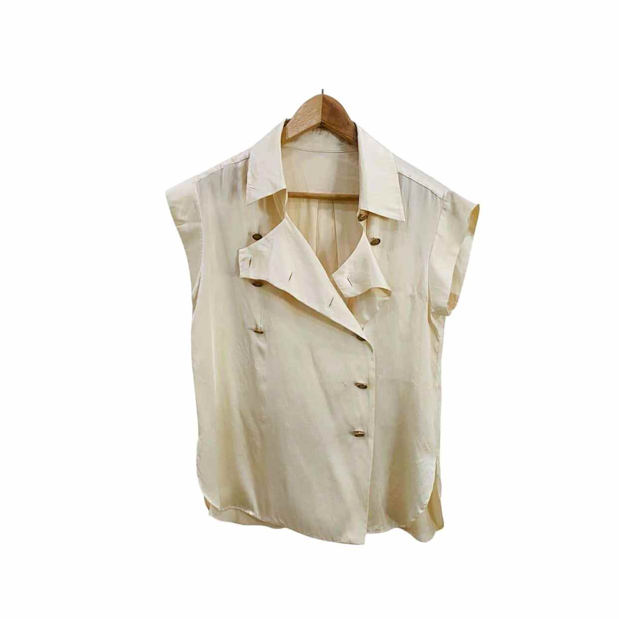 Chanel 80's Chanel Ivory Satin Top Size S / US 4 / IT 40 - 2 Thumbnail