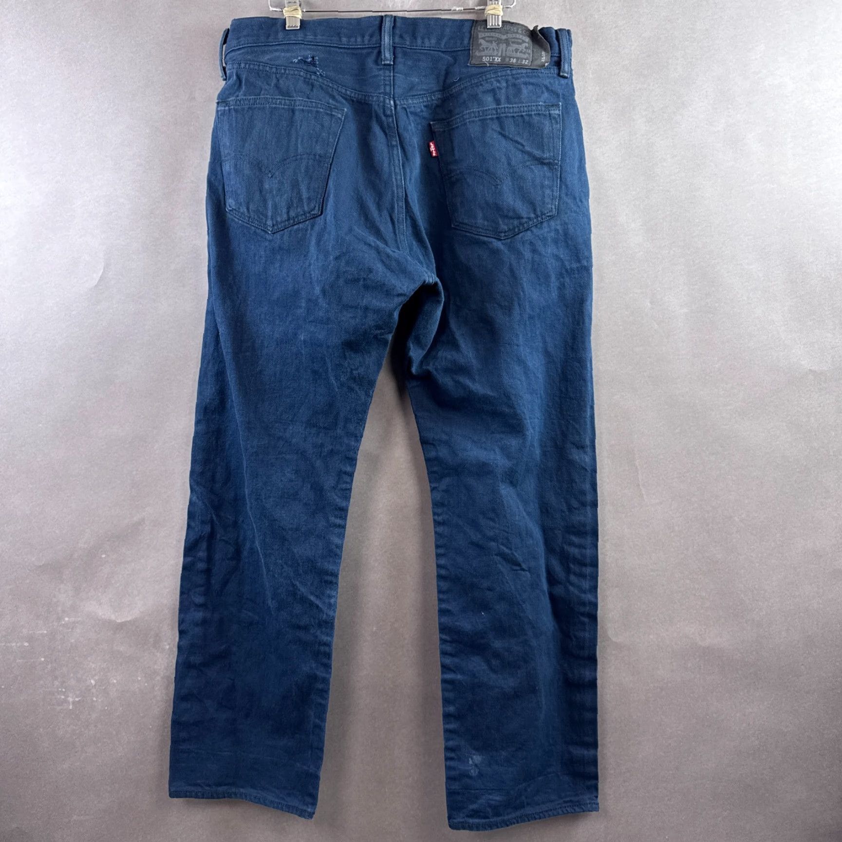 Levi's Levis 501 Jeans Mens 36x30 Blue Denim Button Fly Distressed Size US 36 / EU 52 - 3 Thumbnail