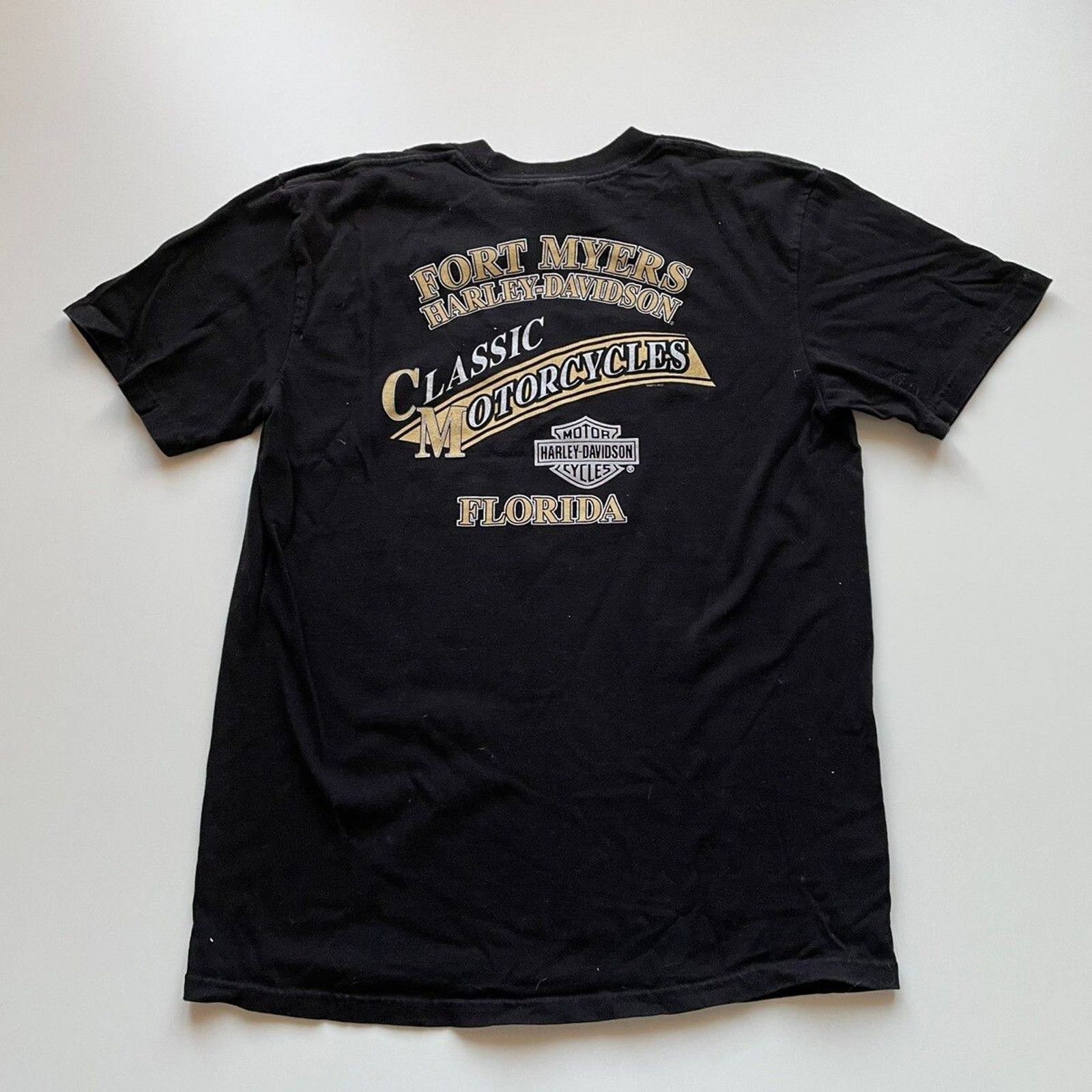 Harley Davidson × Vintage Vintage Harley Davidson T Shirt Large Y2K Skull Faded Black Size US L / EU 52-54 / 3 - 3 Thumbnail