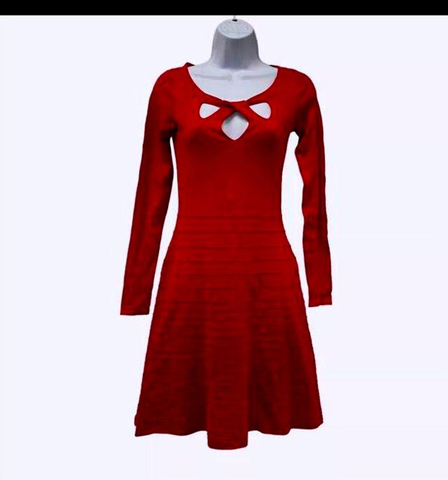 Designer Red Long Sleeve Cutout Dress By INC Size M / US 6-8 / IT 42-44 - 5 Thumbnail