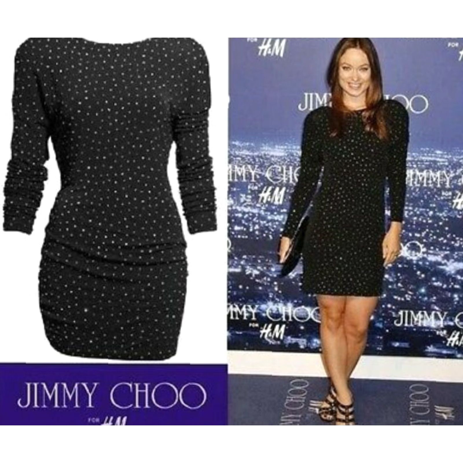 Jimmy Choo VINTAGE Jimmy Choo for H&M Dress Womens XS Black Studded Cocktail Evening 90s Classic Designer Ladies XS Womens Size XS / US 0-2 / IT 36-38 - 2 Thumbnail
