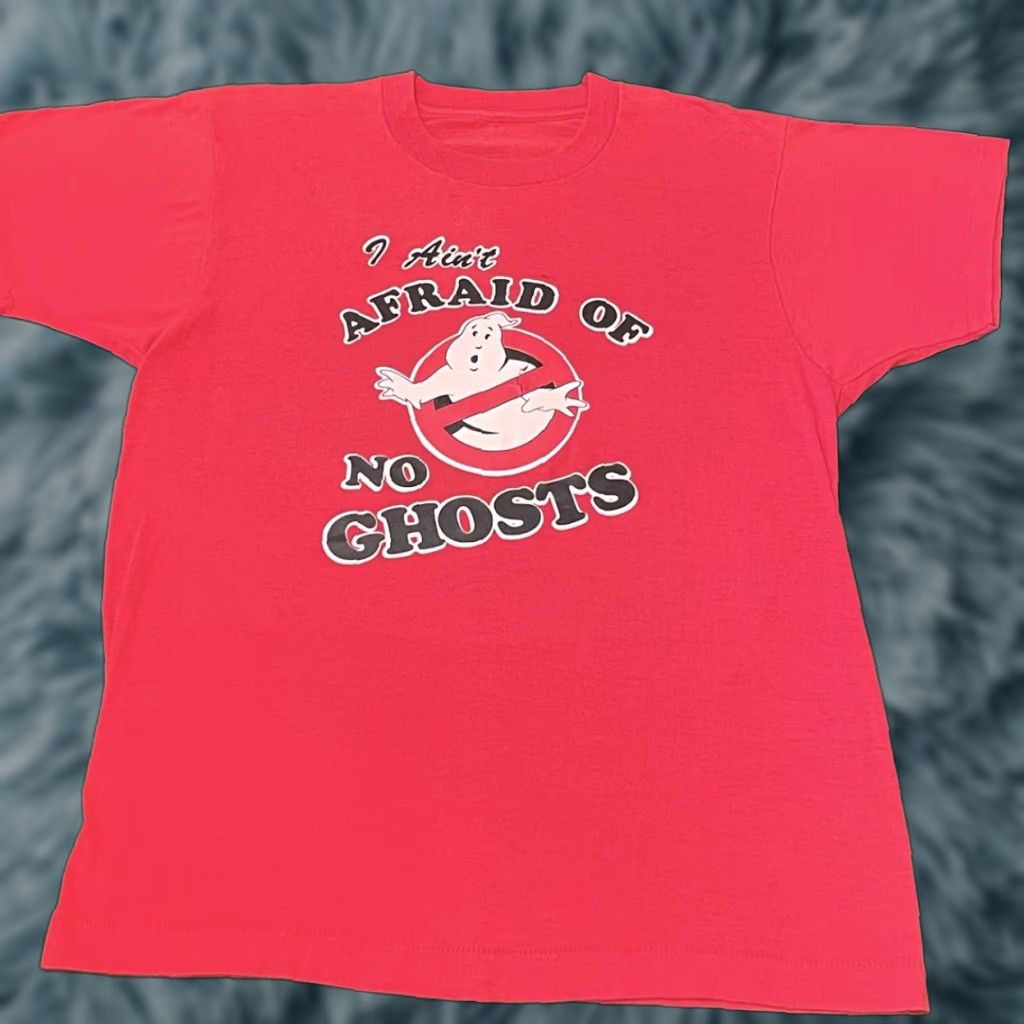 Vintage VINTAGE Ghostbusters Aint Afraid Of No Ghost VTG Iron On Tee Shirt L Red 80s Mens T-Shirt Size US L / EU 52-54 / 3 - 1 Thumbnail