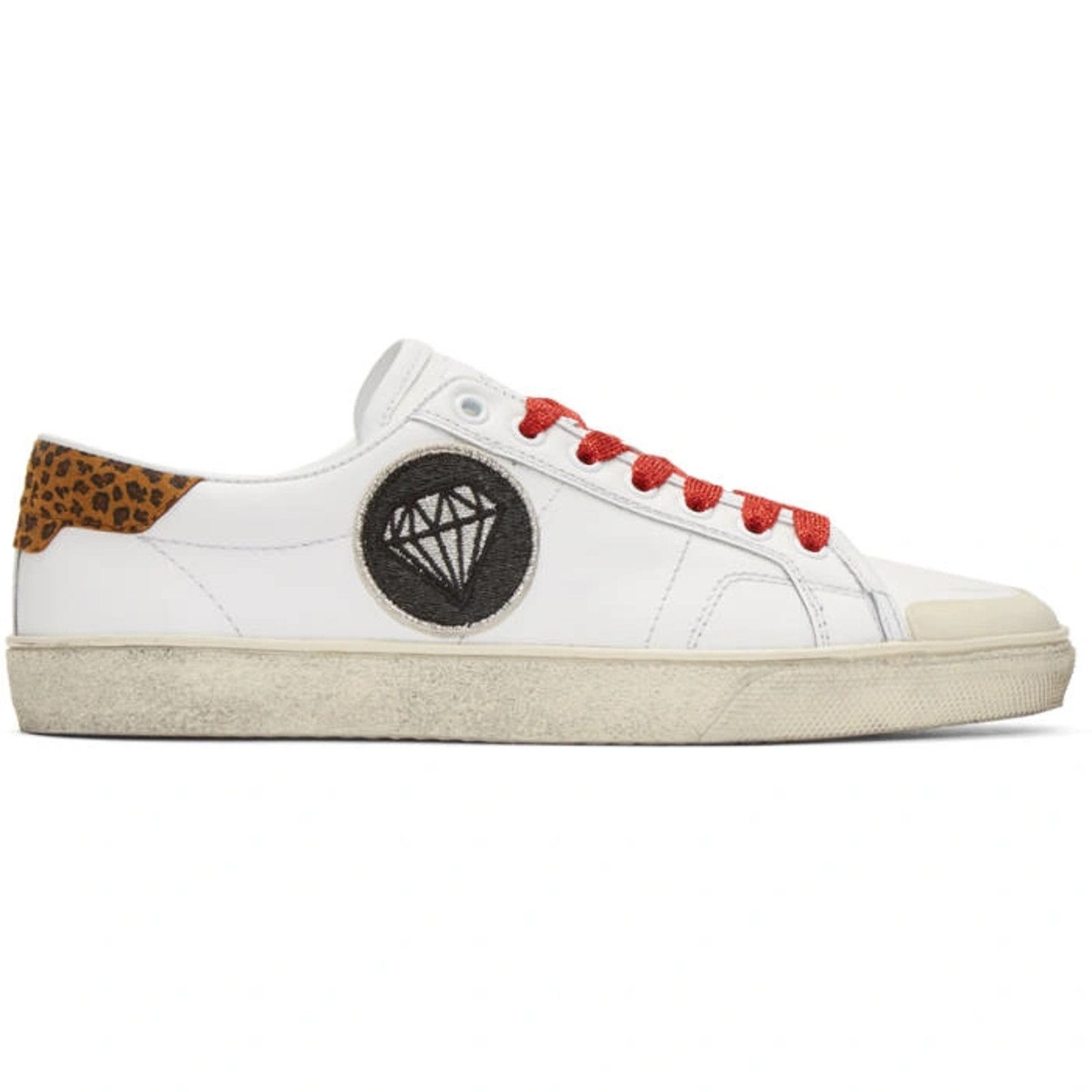 Yves Saint Laurent Saint Laurent Mens SL 37 Court Diamond White Flat Low Top Size US 11 / EU 44 - 1 Thumbnail