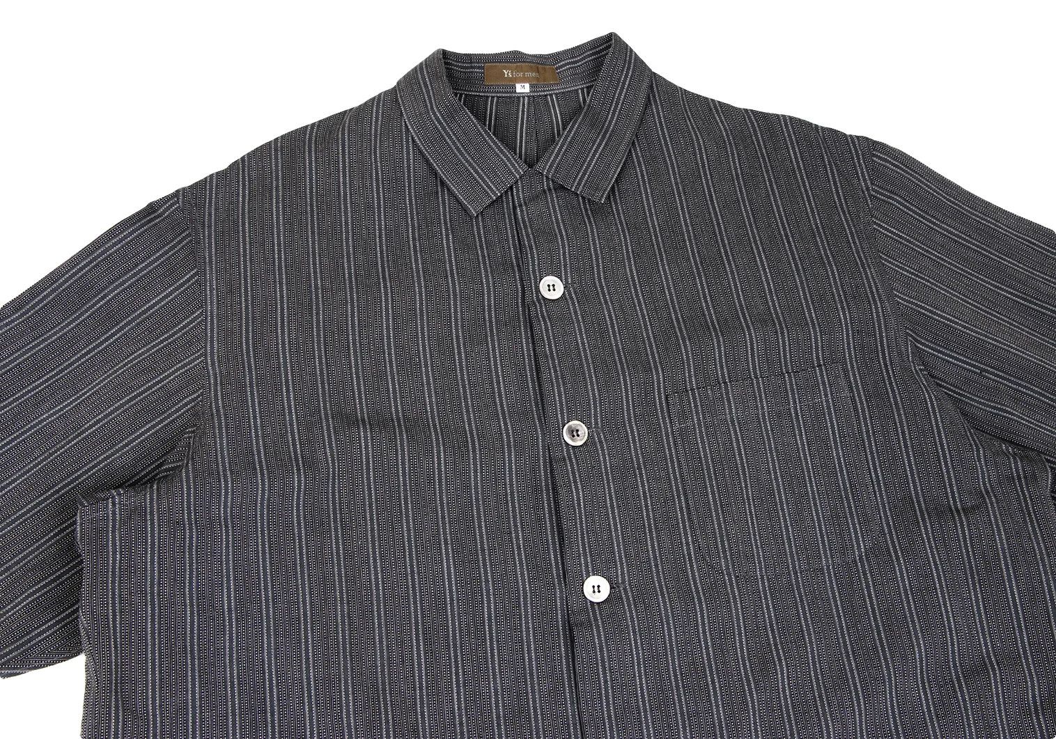 Jean Paul Gaultier Gray Stripe Patch Pocket Long Sleeve Open Collar Shirt M Size US M / EU 48-50 / 2 - 2 Thumbnail