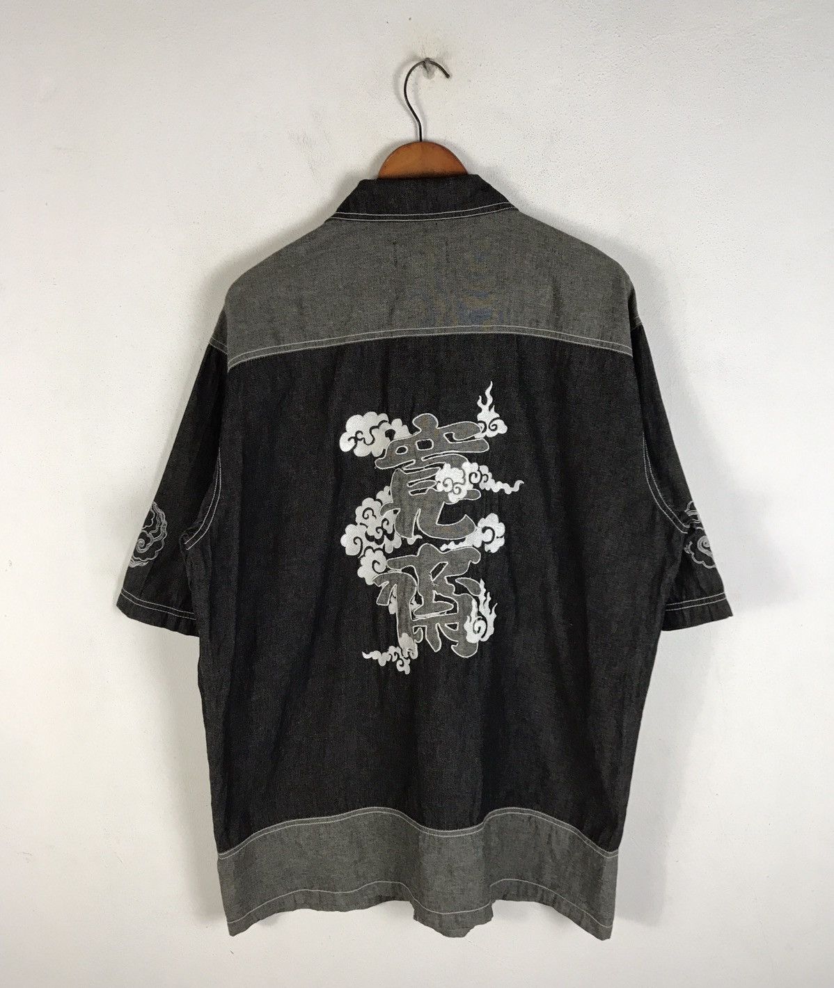 Kansai Yamamoto Vintage Kansai Man Kanji Embroidery Denim Shirt Size US L / EU 52-54 / 3 - 1 Thumbnail