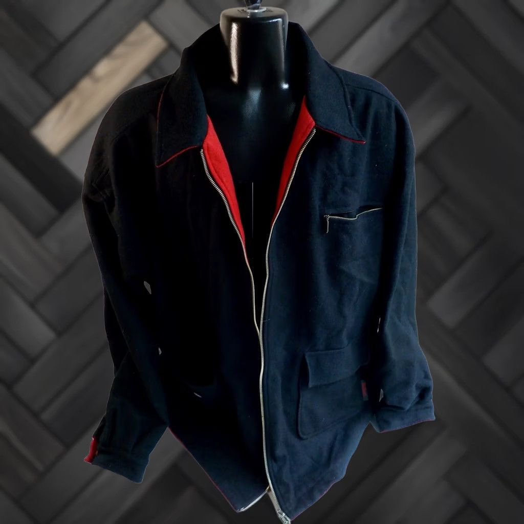 Marlboro Marlboro Mens Zipper Front Reversible Wool Blend Jacket Red/Black XXL Vintage Decade 1980s 2XL Casual Pockets on Both Sides Mens Size US XXL / EU 58 / 5 - 1 Thumbnail