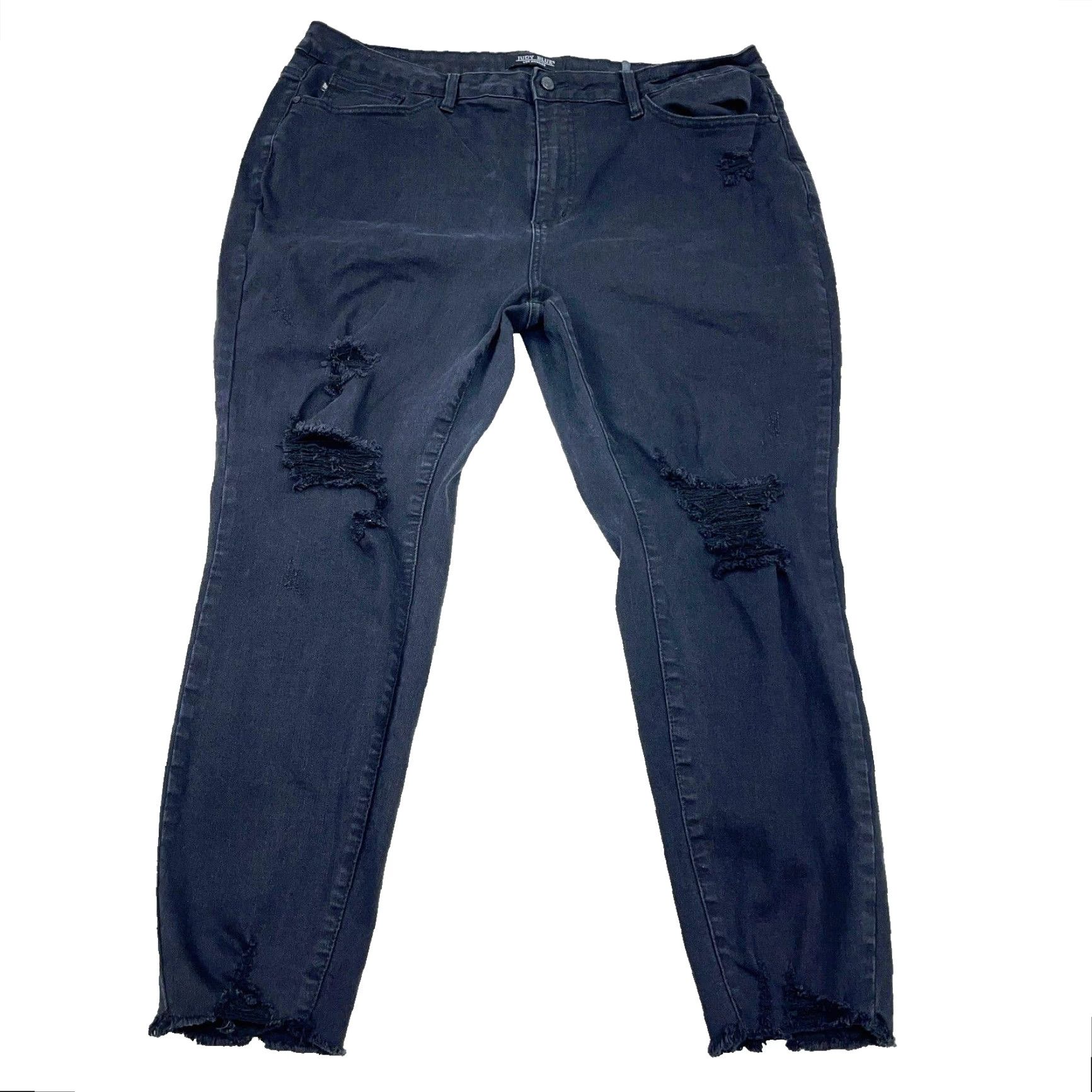 Denime Judy Blue Jeans Women 22W Skinny Denim Pants Blue Stretch High Rise 5-Pocket Distressed? Wait holes plus A73 Size 40" / US 18 - 2 Thumbnail