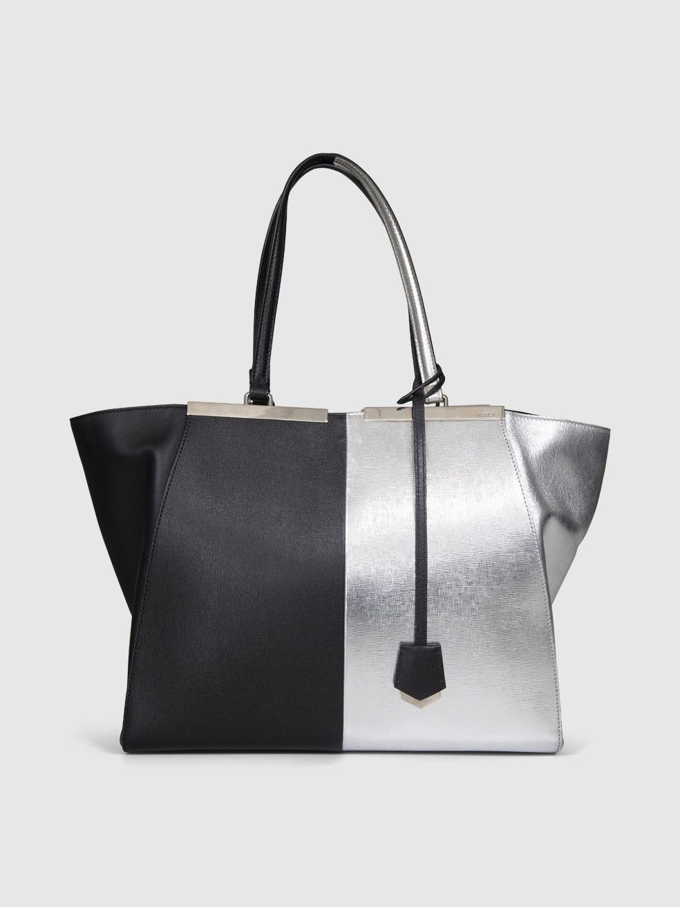 Black & Silver Leather Medium 2Jours Tote