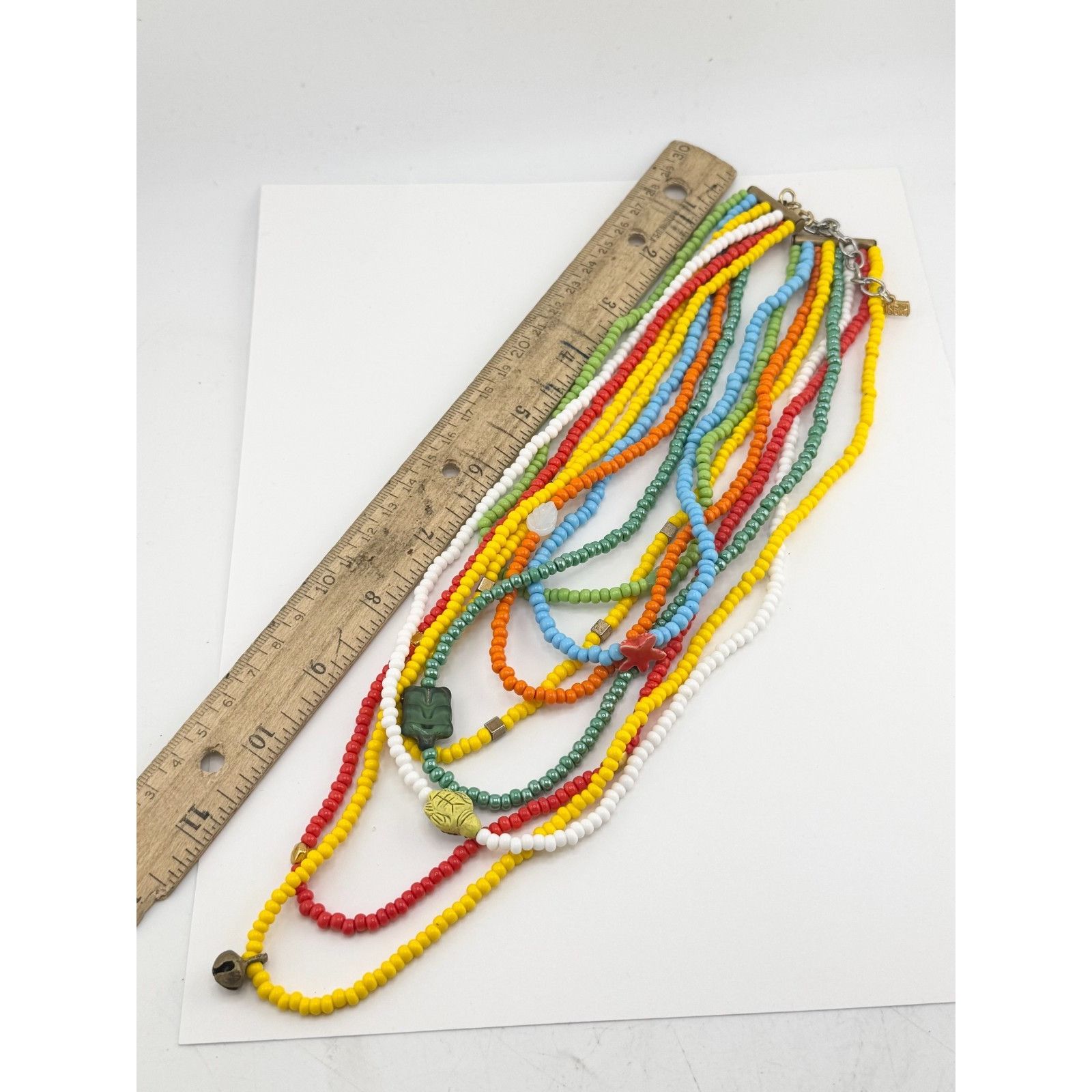 Vintage Vintage multi strand seed bead porcelain beach charm necklac Size ONE SIZE - 6 Thumbnail