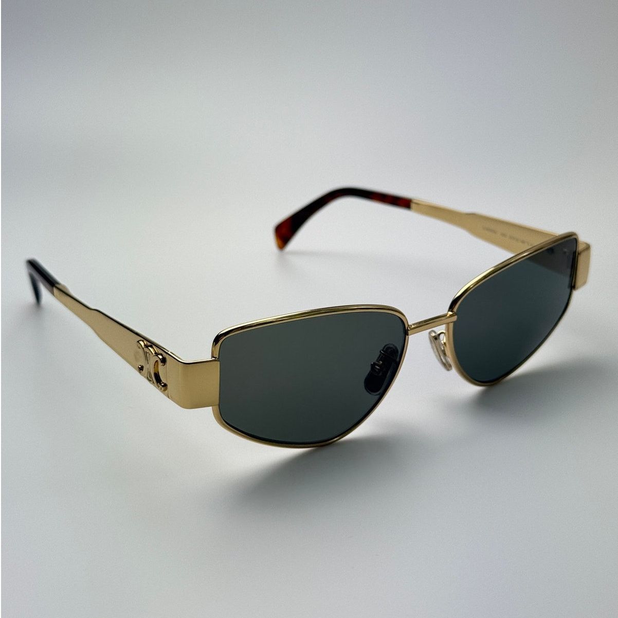 Celine NEW Celine Sunglasses Metal Triomphe CL40293U 30N Gold Green Size ONE SIZE - 6 Thumbnail