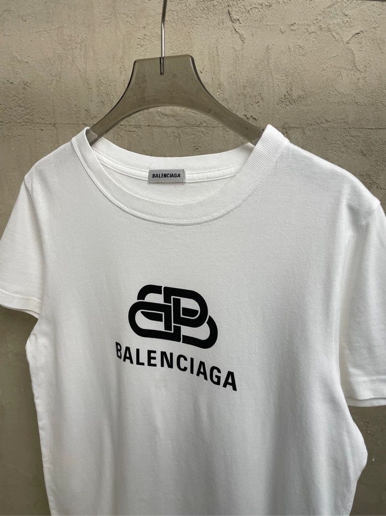 Balenciaga Balenciaga White Double B Lock Small Logo Short Sleeve T-Sh Size US M / EU 48-50 / 2 - 3 Thumbnail
