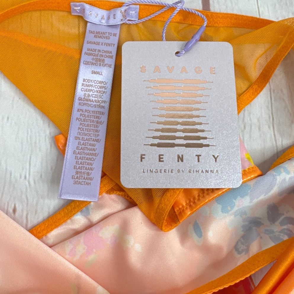 Fenty Savage X Fenty Night Blooms High Leg Floral Mesh Bow Bikini Size S / US 4 / IT 40 - 5 Thumbnail