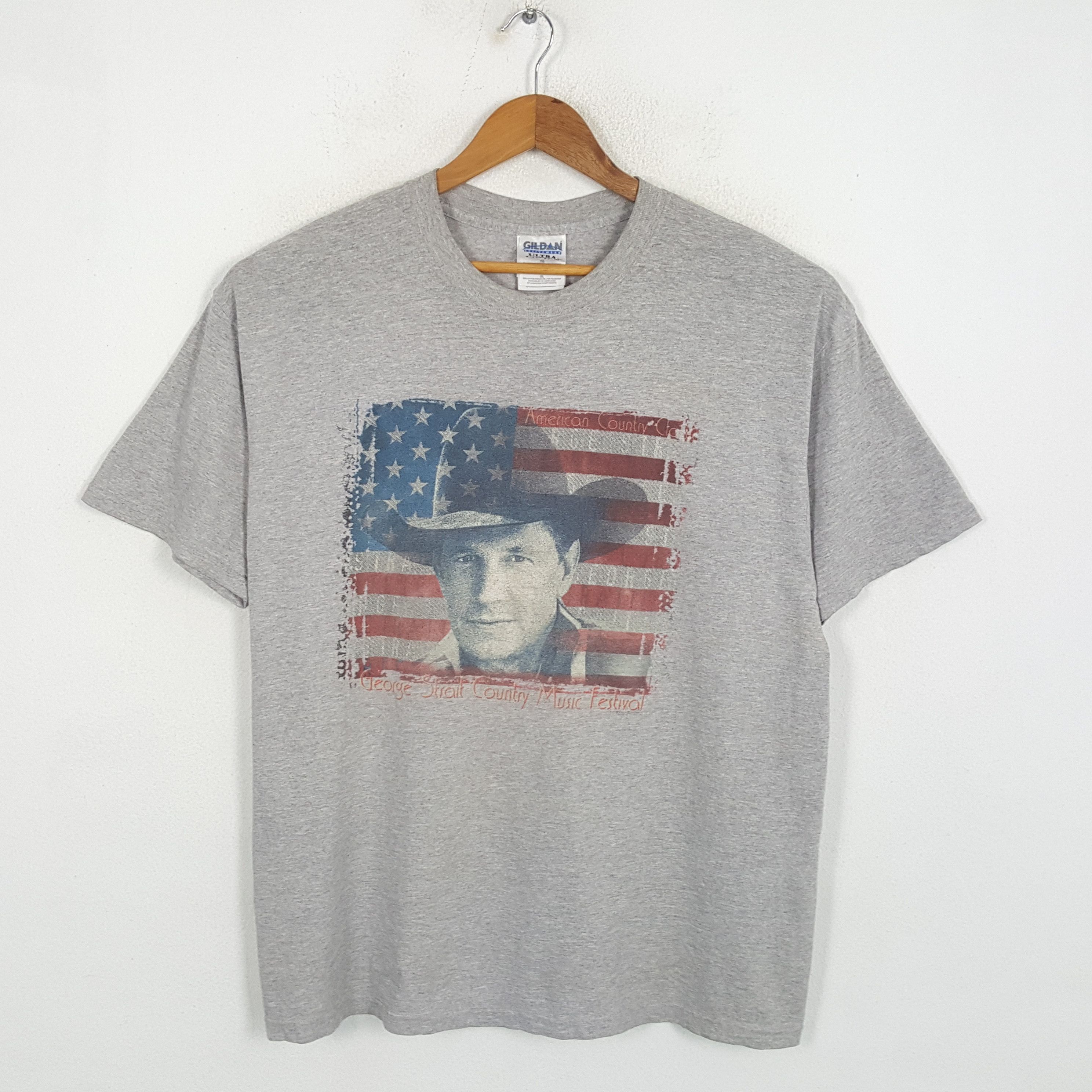 image of Vintage George Straits American Country Singer T-Shirts in Grey, Men's (Size XL)