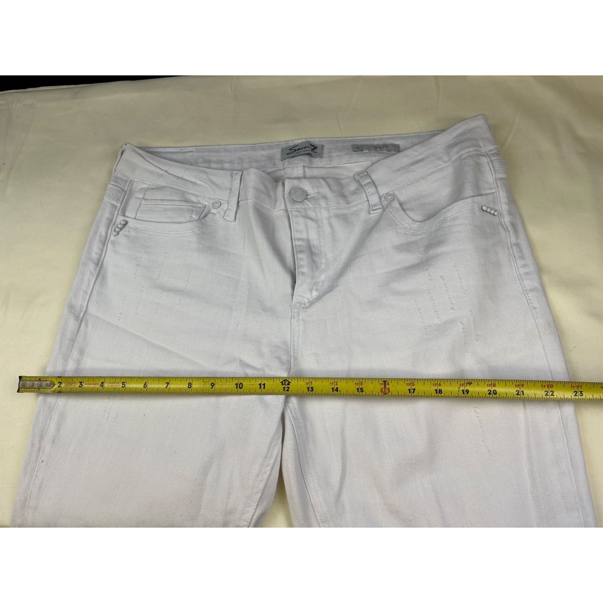 Other Seven7 Women's White Cropped Jeans Easy Fit Size 16 SKU 5175 Size 38" / US 16 / IT 52 - 4 Thumbnail