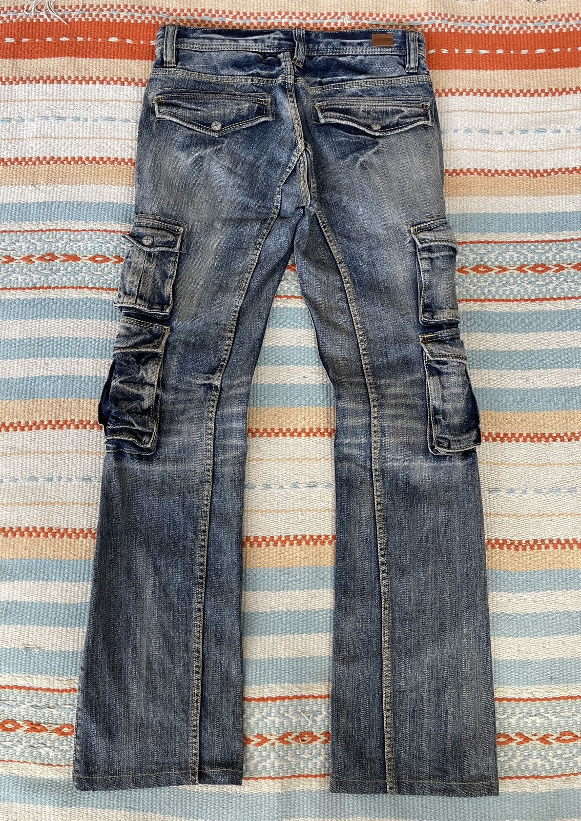 Nicole Club Vintage 90s🔥NICOLE CLUB🔥Bondage 3D Pocket Flare Cargo Jeans Size US 31 - 3 Thumbnail