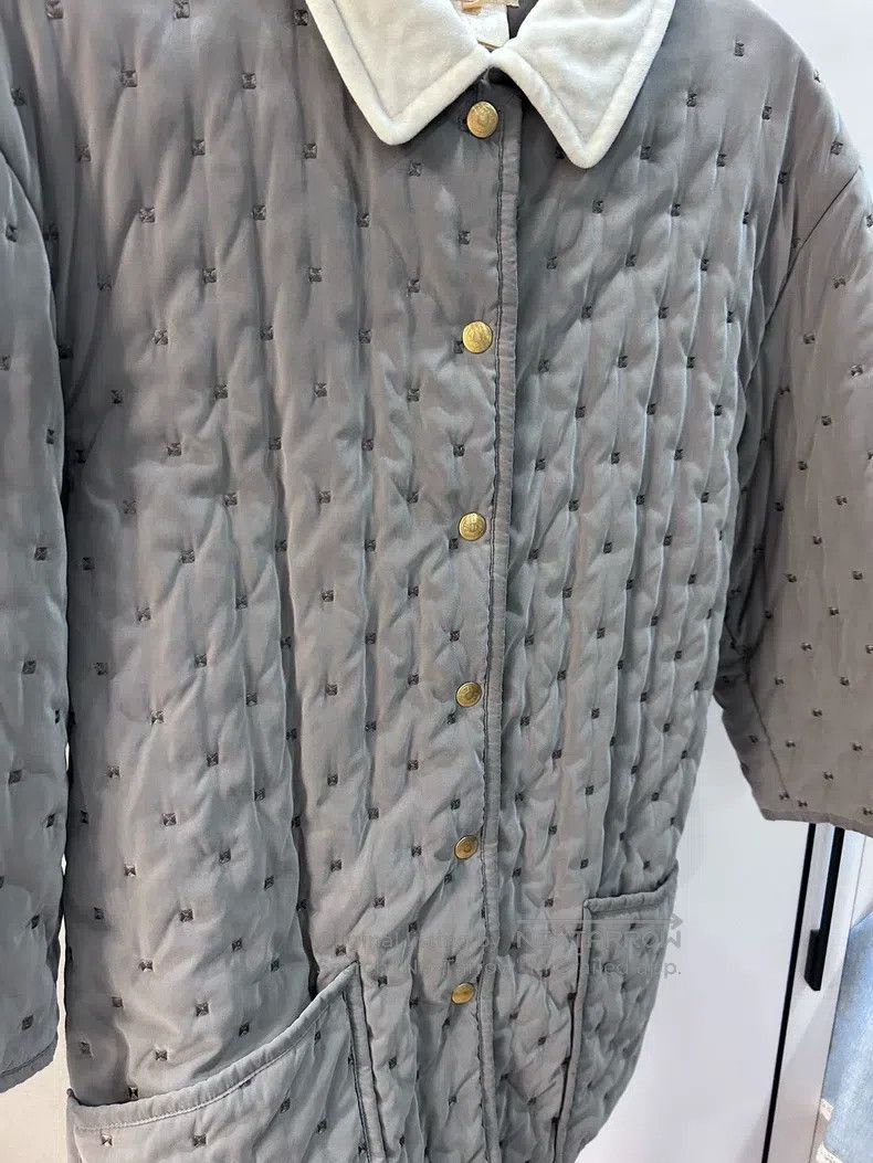 Hermes Hermes Quilted Jacket, Elephant Gray, White Velvet Collar Size XS / US 0-2 / IT 36-38 - 3 Thumbnail