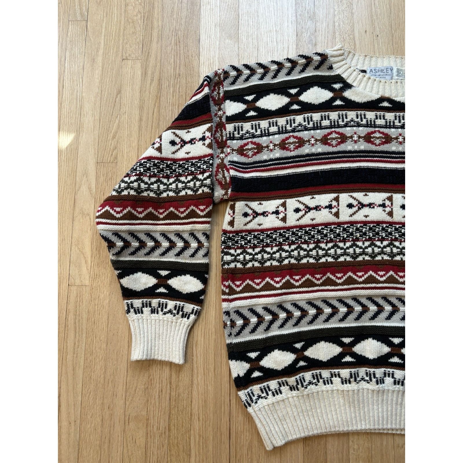 Vintage Vintage 80s Ashley Knit Men's Sweater Nordic Crewneck XL Size US XL / EU 56 / 4 - 3 Thumbnail