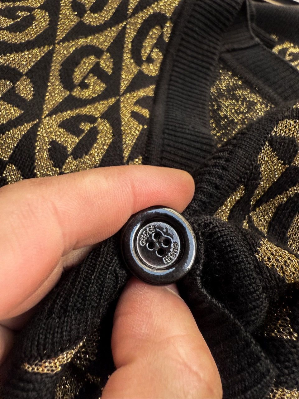 Gucci Gucci Black Gold G Rhombus Lamé Jacquard Cardigan Sweater Size M / US 6-8 / IT 42-44 - 6 Thumbnail