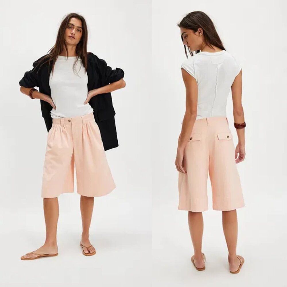 NWT New $98 Free People Sadie A-Line Long Peach Blush Short
