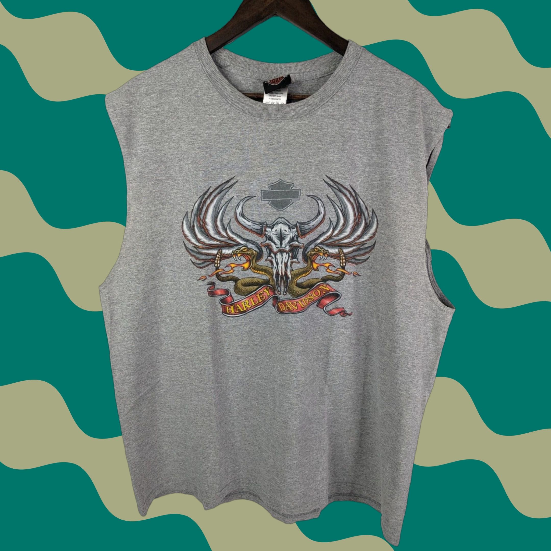 Harley Davidson Harley-Davidson Tank Top XL Gray Sleeveless Crew Neck Mens Biker Skull Logo 2006 Vintage: No Size US XL / EU 56 / 4 - 1 Thumbnail