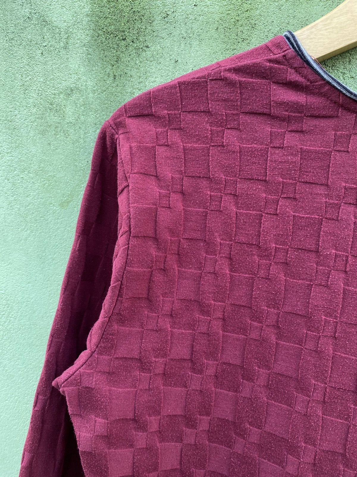 Japanese Brand Beams Heart Burgundy Textured Long Sleeve Japanese Vintage Size US M / EU 48-50 / 2 - 10 Thumbnail