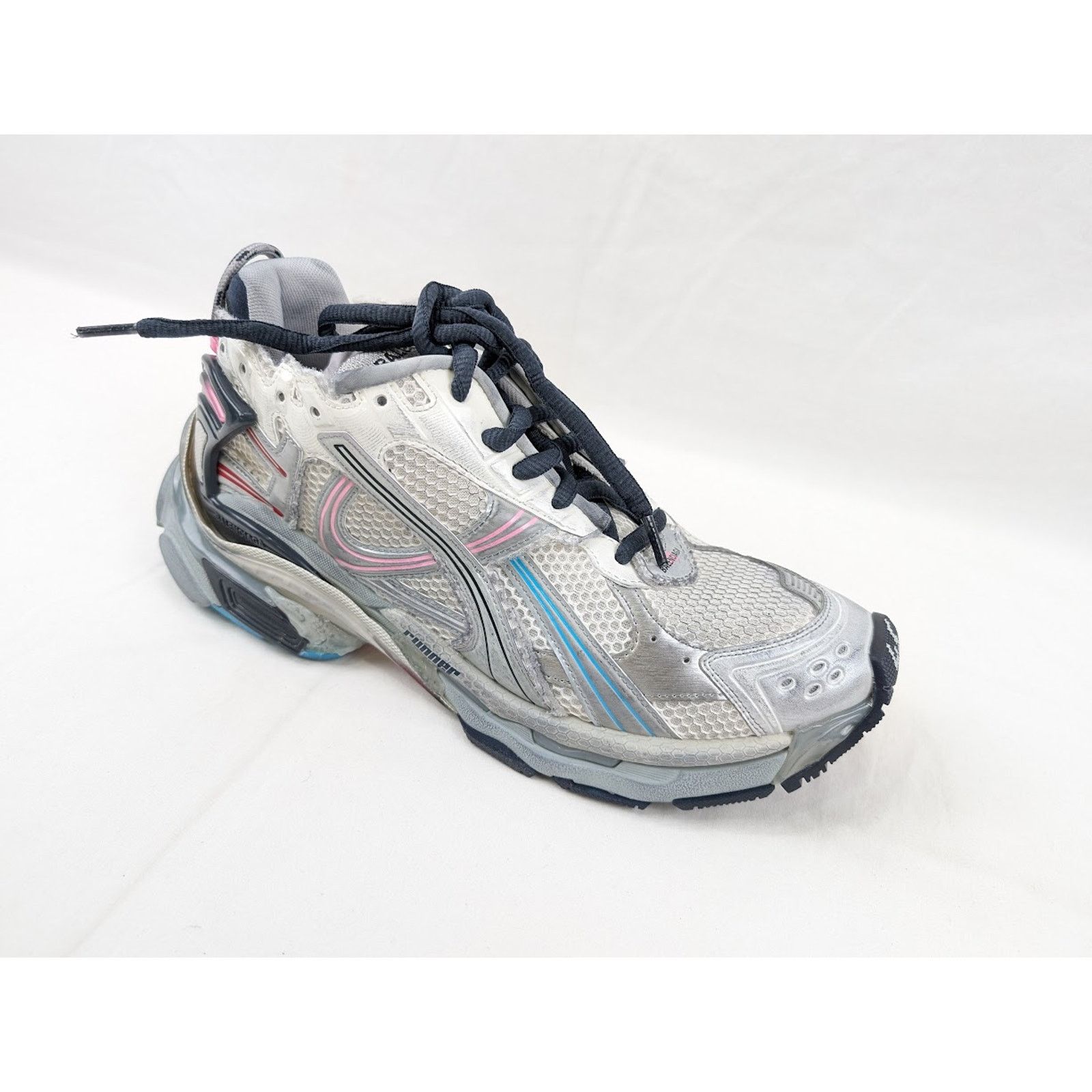 Balenciaga o1rshd1 Mesh Rubber Runners in Eggsh/Grey/Pink/Blue Size US 13 / EU 46 - 2 Thumbnail