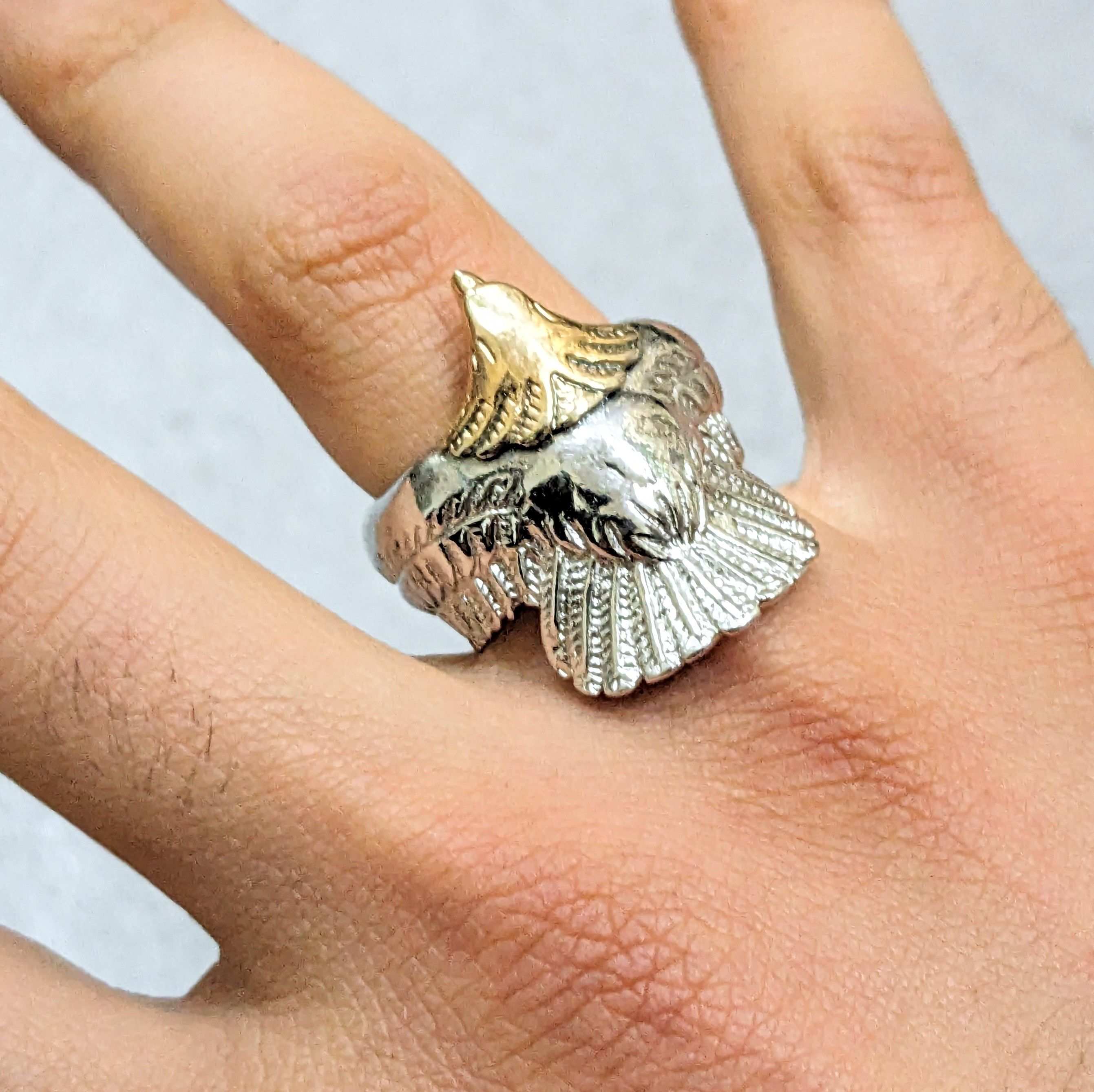 Jewelry Stainless Steel Ring Eagle Size 9 Gold Two-tone USA Size ONE SIZE - 11 Thumbnail