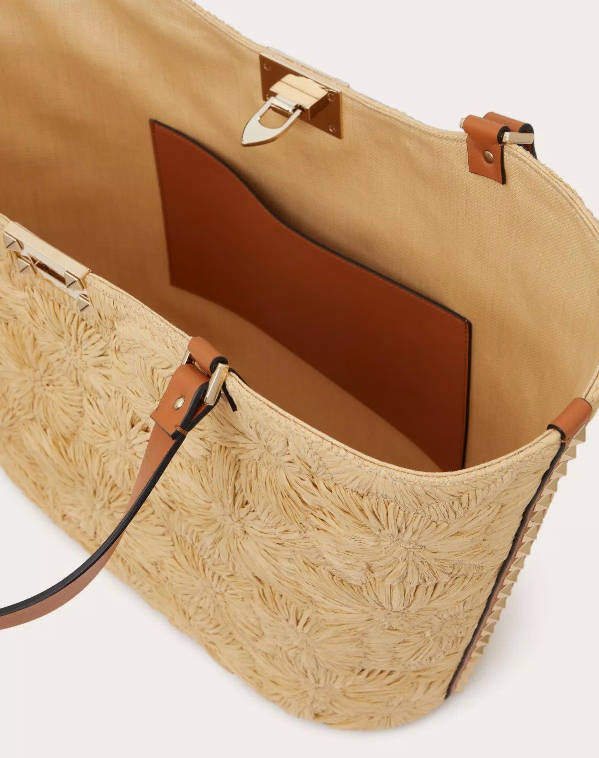 Valentino oc11z0725 Size:OS/ Woven Raffia Shopping Bag in Beige Size ONE SIZE - 6 Thumbnail